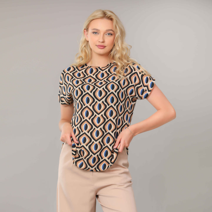 Blouse-Chiffon Crepe-BEIGE