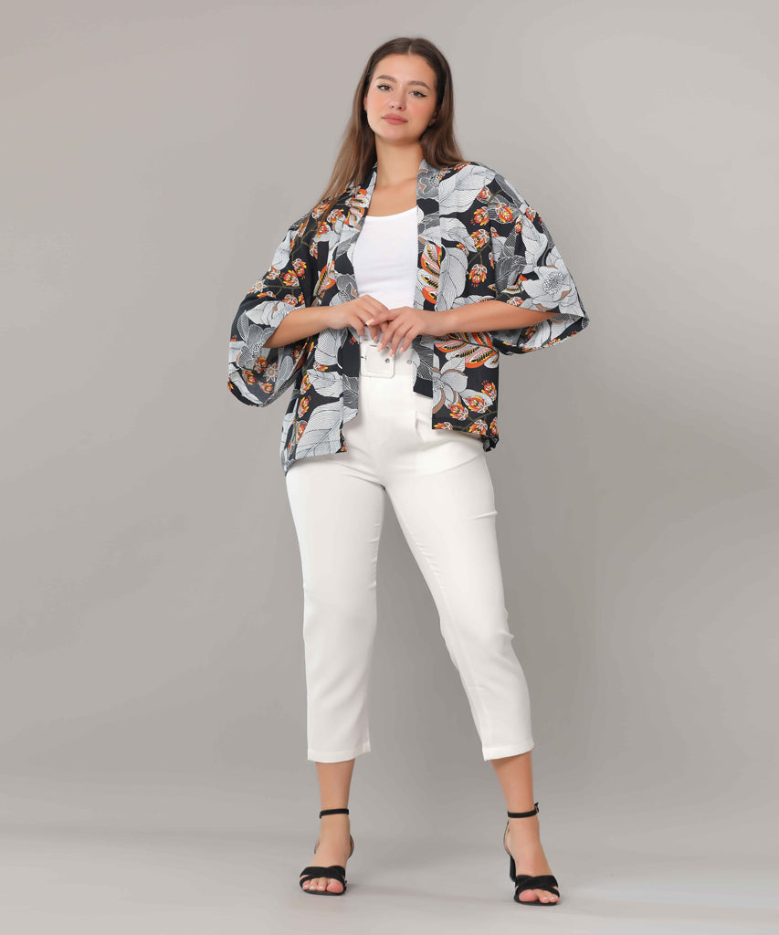 Pancho-Chiffon Crepe-BLACK