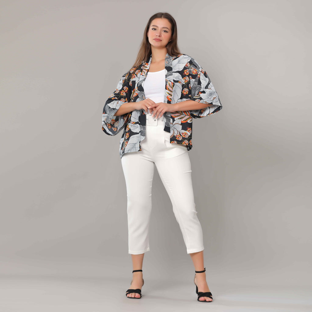 Pancho-Chiffon Crepe-BLACK