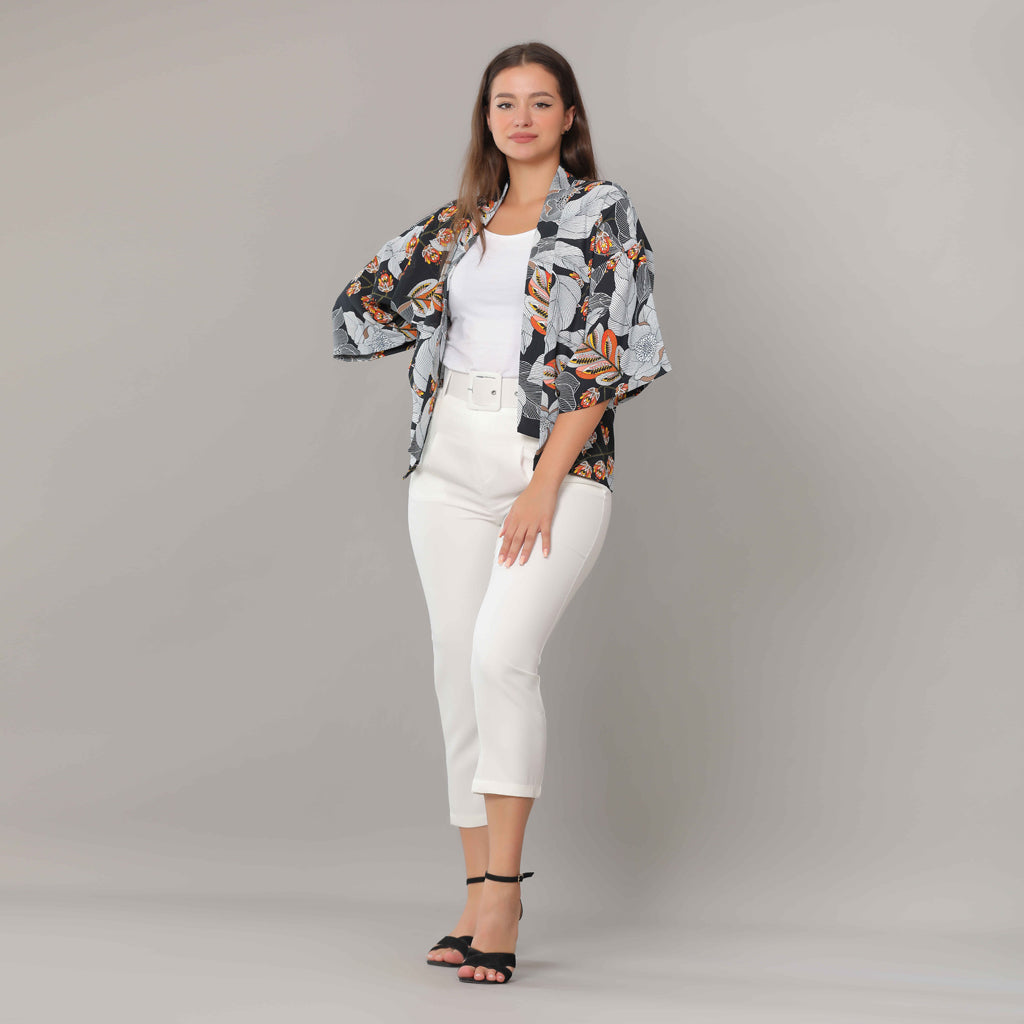 Pancho-Chiffon Crepe-BLACK