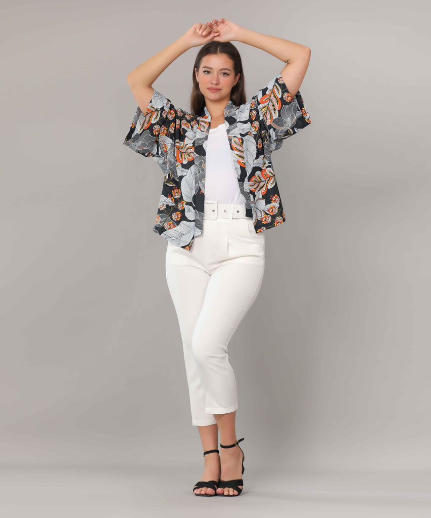 Pancho-Chiffon Crepe-BLACK