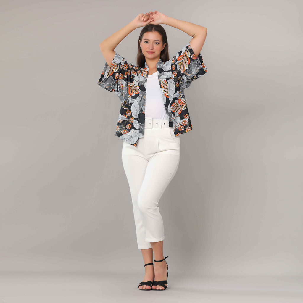 Pancho-Chiffon Crepe-BLACK