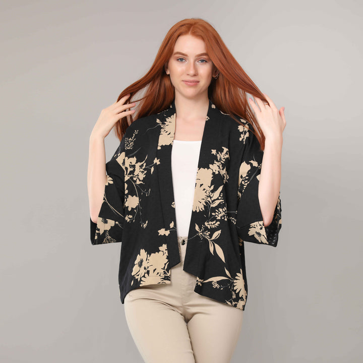 Cardigan-Chiffon Crepe-BLACK