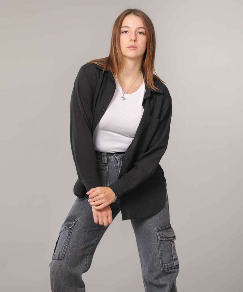 Shirt-Cotton Viscose-BLACK