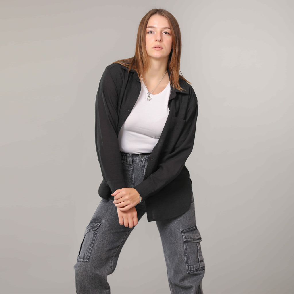 Shirt-Cotton Viscose-BLACK