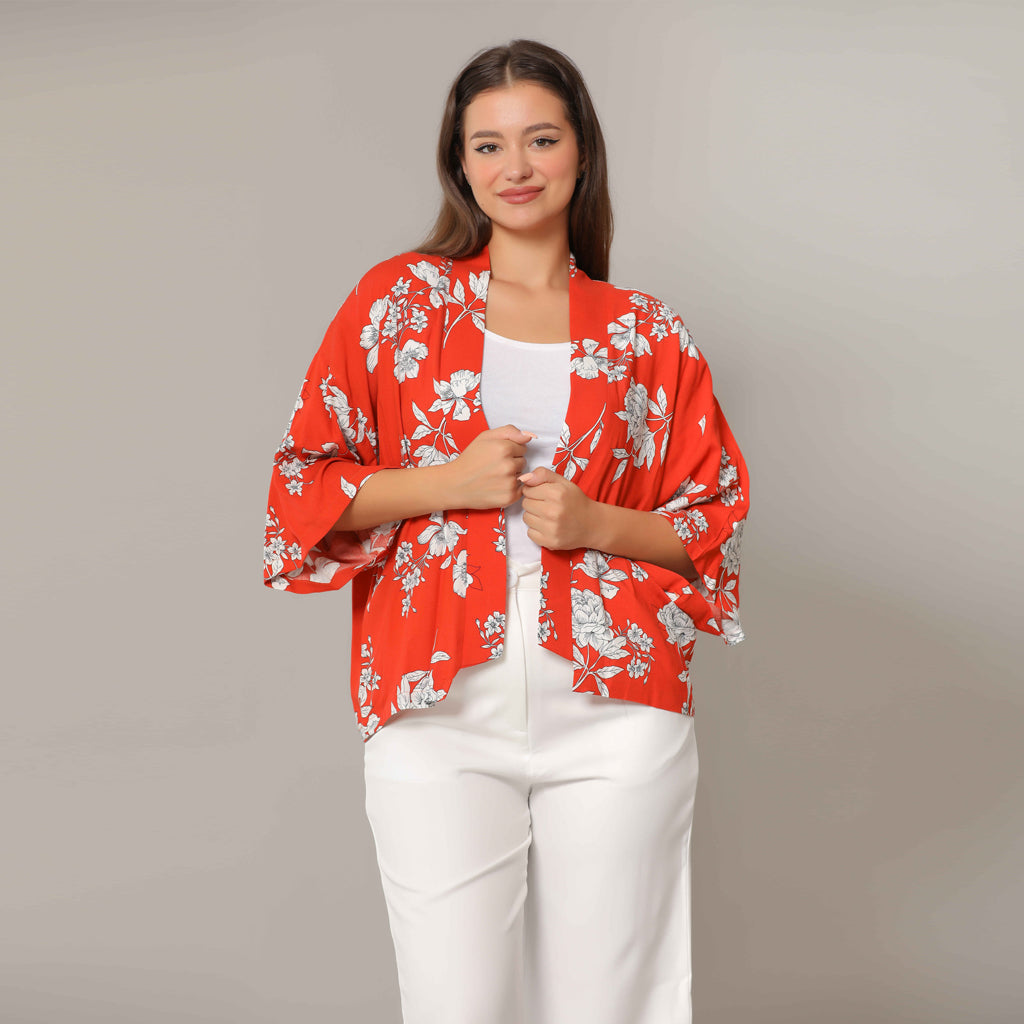 Cardigan-Cotton Viscose-ORANGE