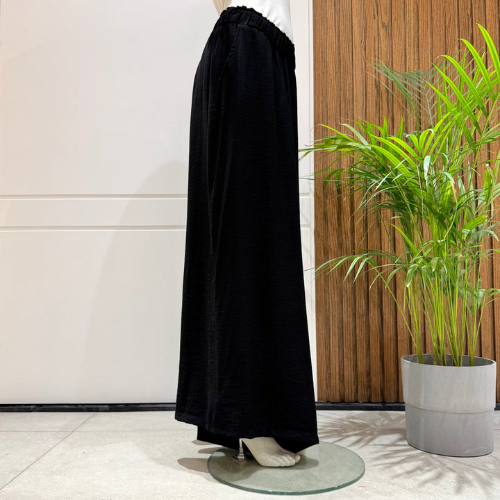 بنطلون ساده واسع-كتان اسباني-اسود