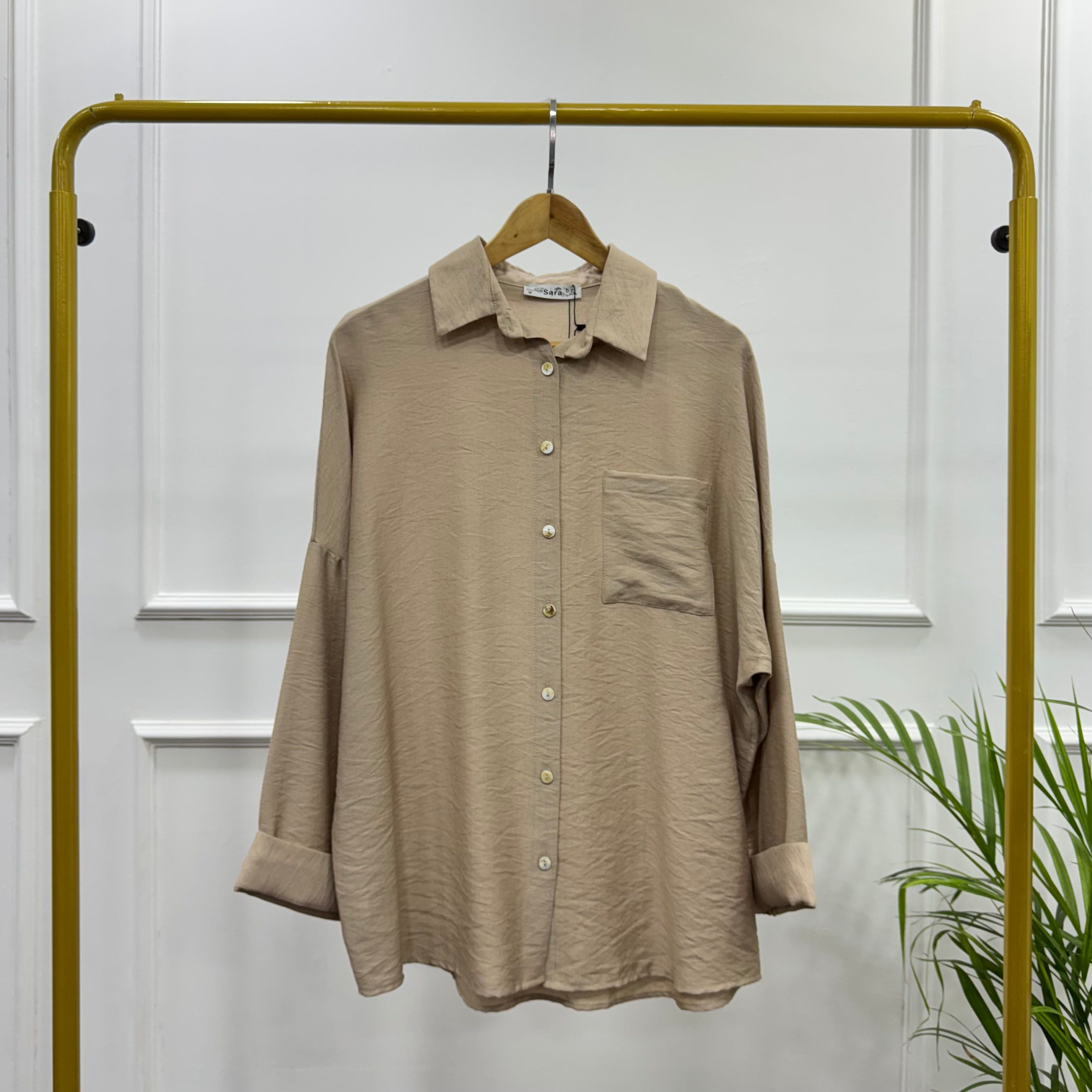 Rolled-up Sleeves Oversized Shirt