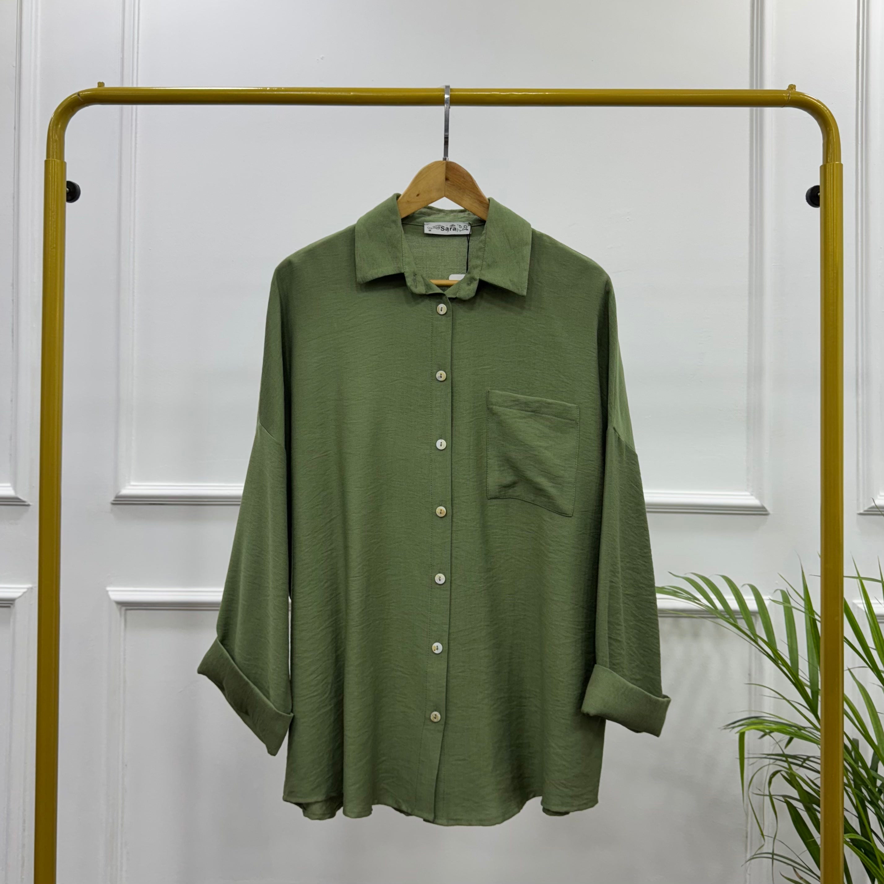 Rolled-up Sleeves Oversized Shirt