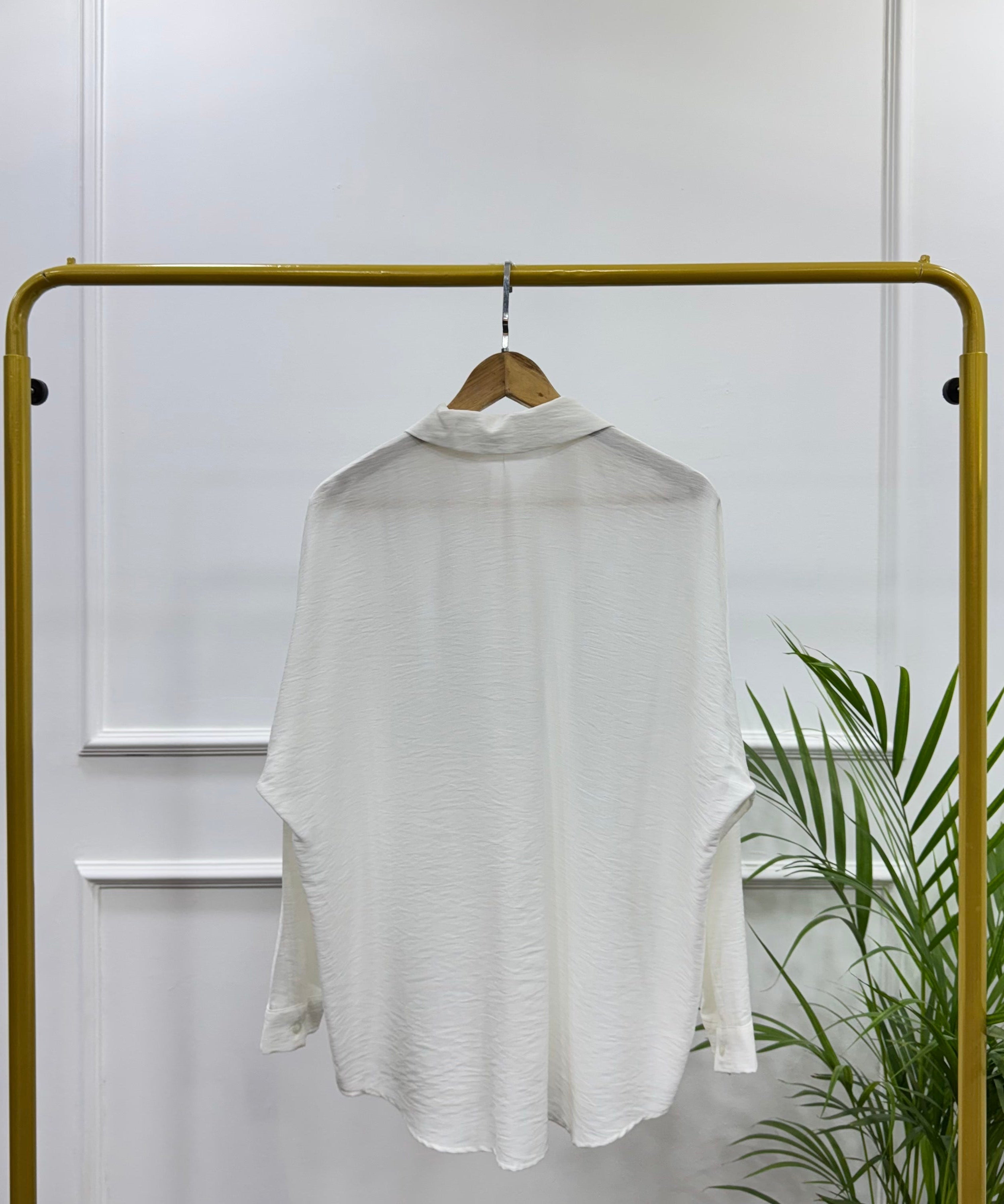 Casual Oversized Shirt-Linen-White