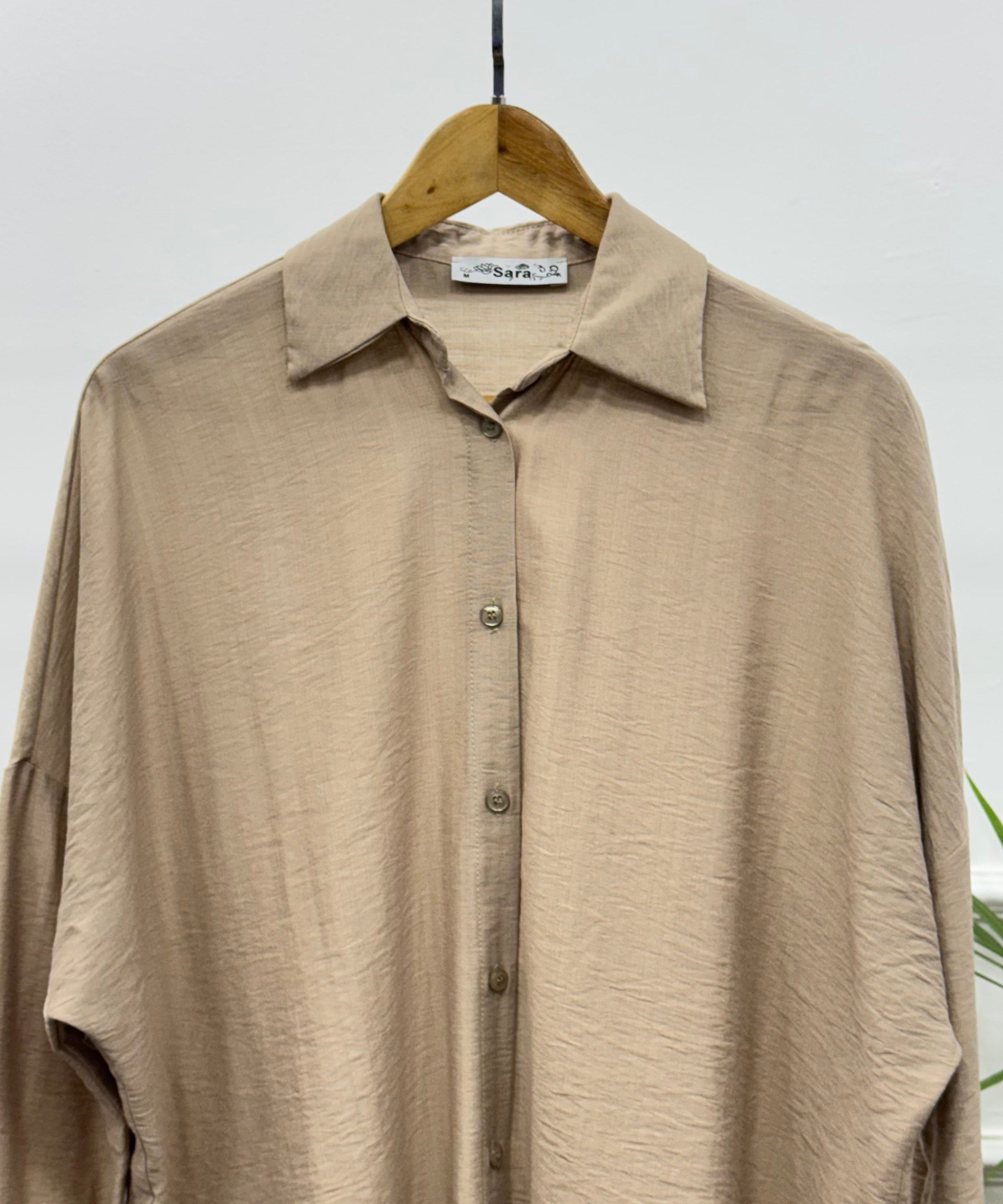 Casual Oversized Shirt-Linen-Cafee