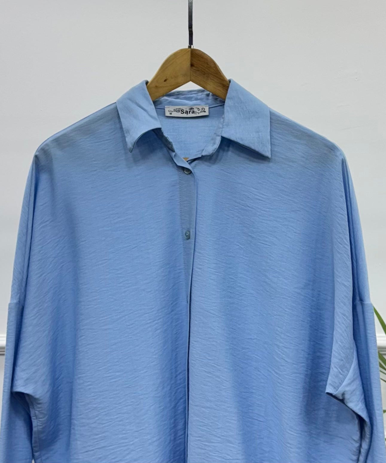 Casual Oversized Shirt-Linen-Sky Blue