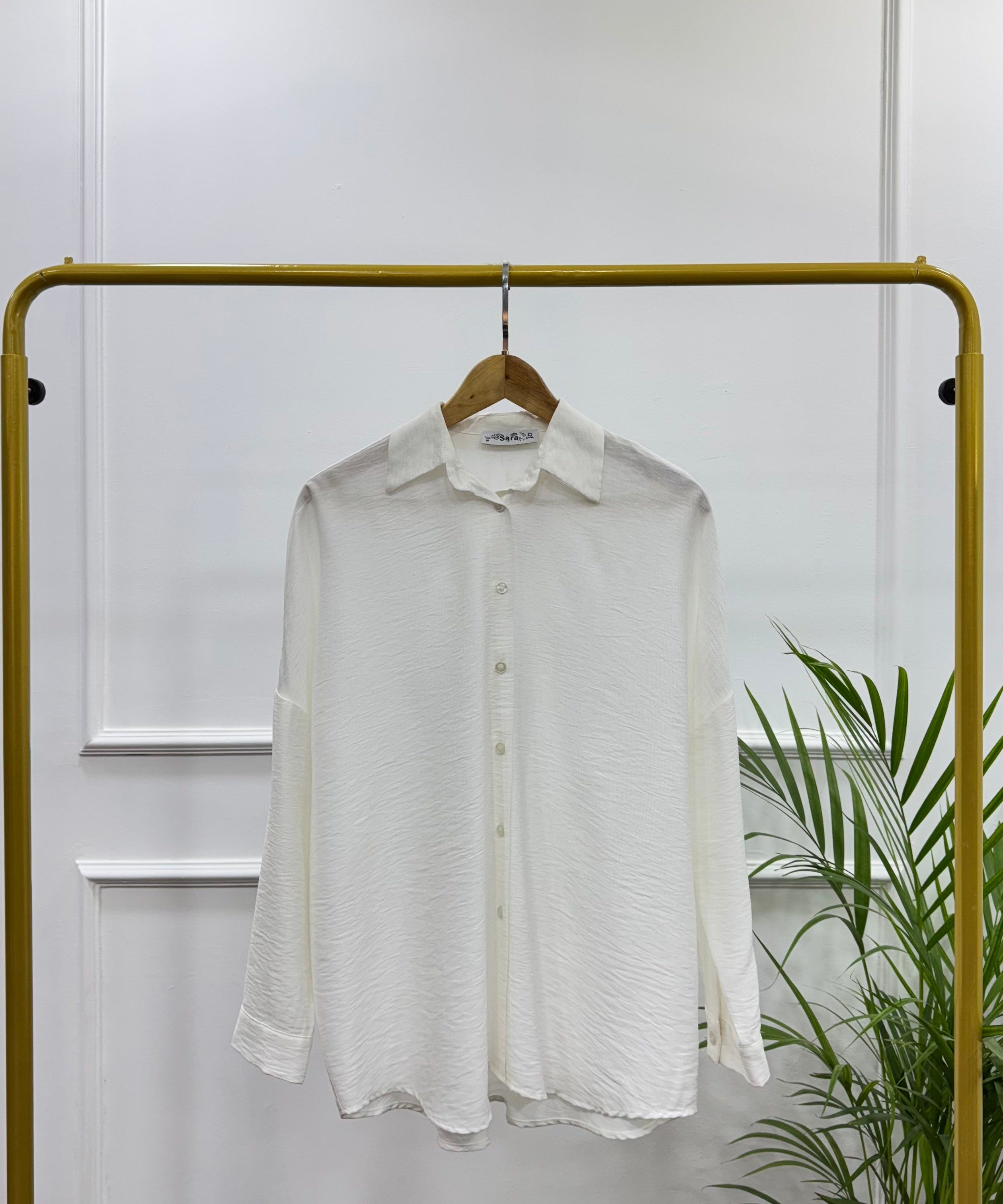 Casual Oversized Shirt-Linen-White