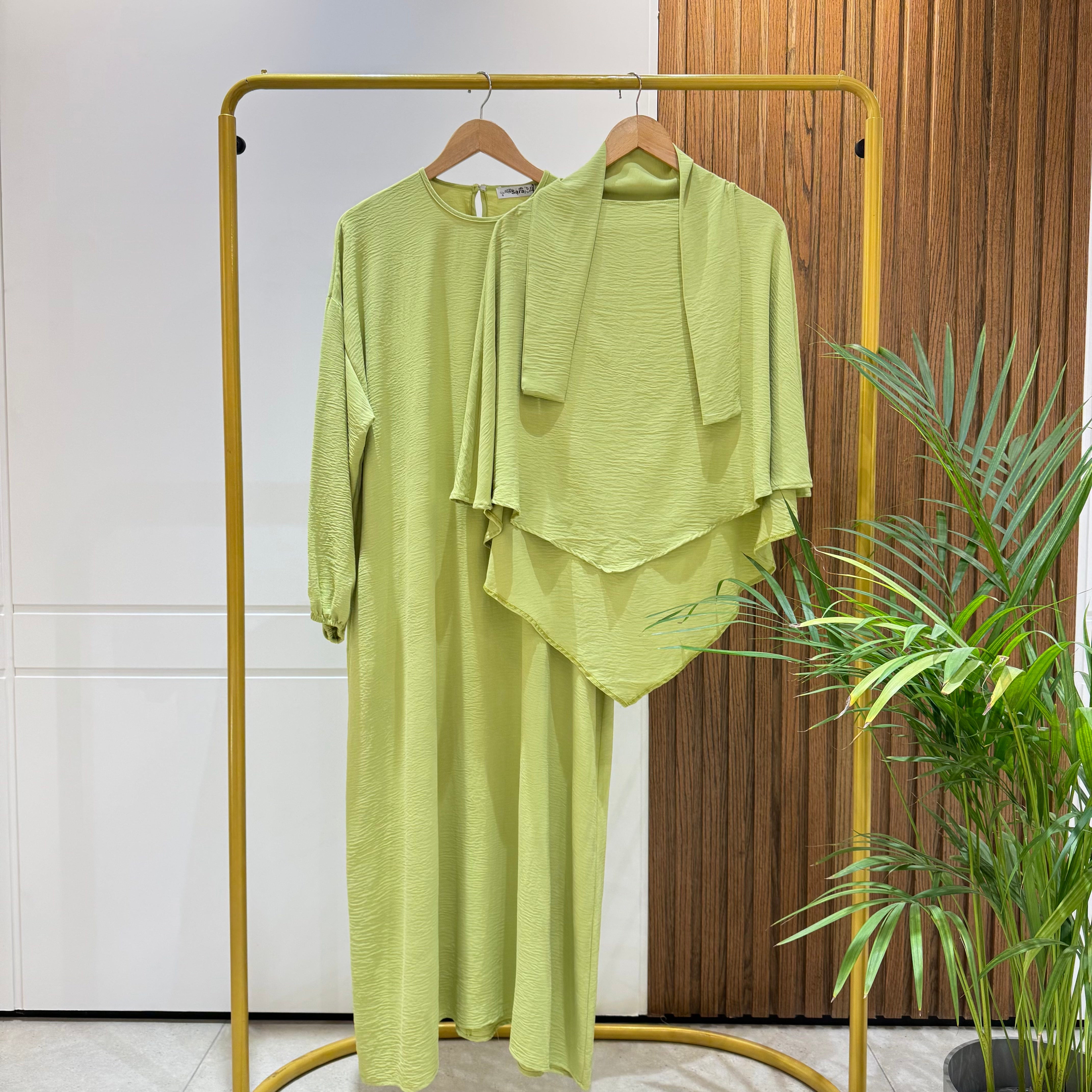 Abaya (Girls)-Cotton Viscose-Kiwi