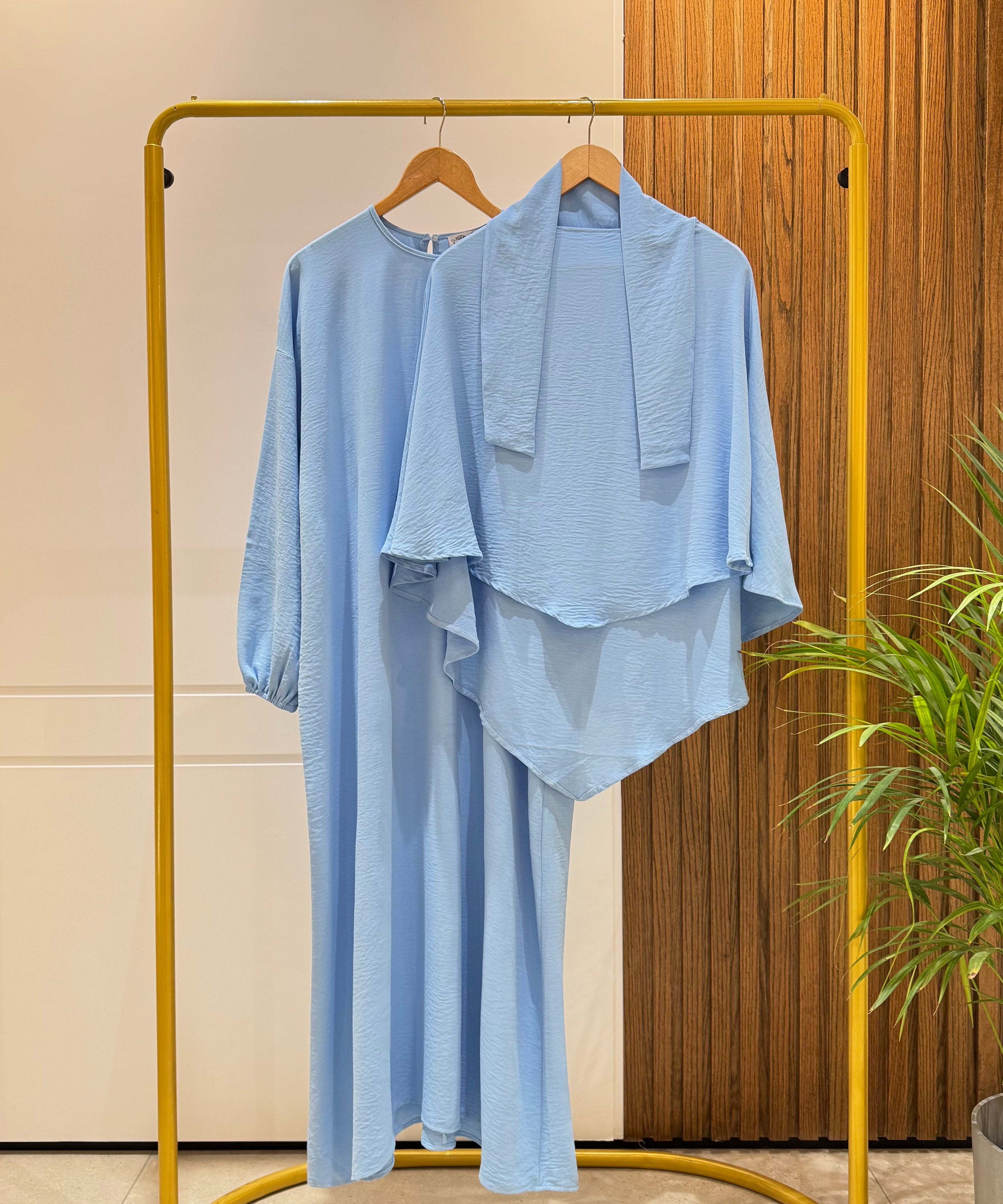 Abaya (Girls)-Cotton Viscose-Sky Blue