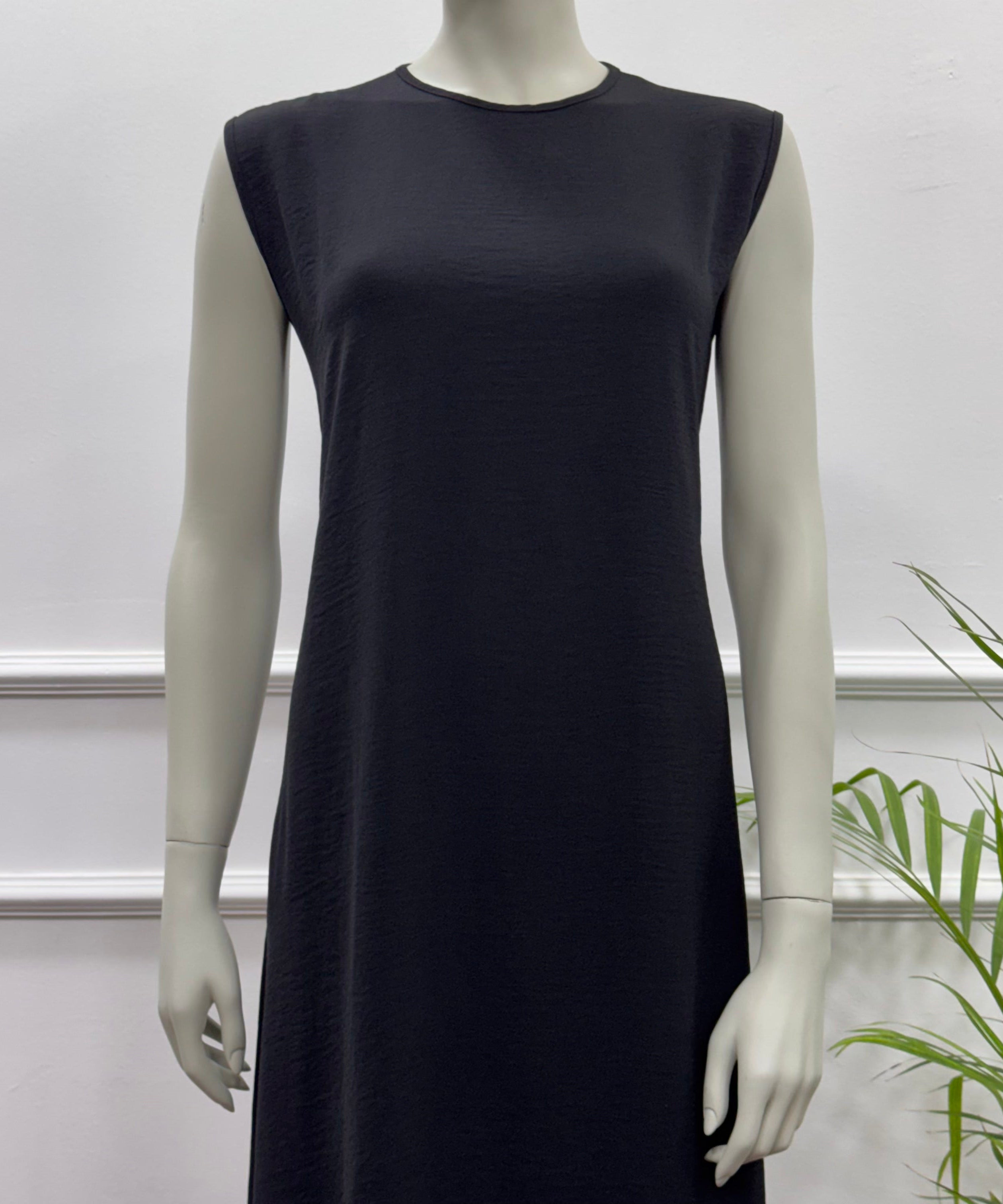 Sleeveless Basic Dress-Cotton viscose-Black