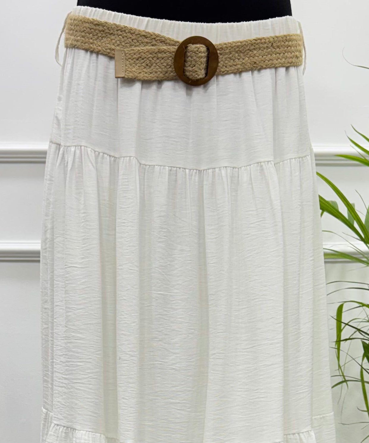 Tiered Maxi Skirt-Spanish Linen-White