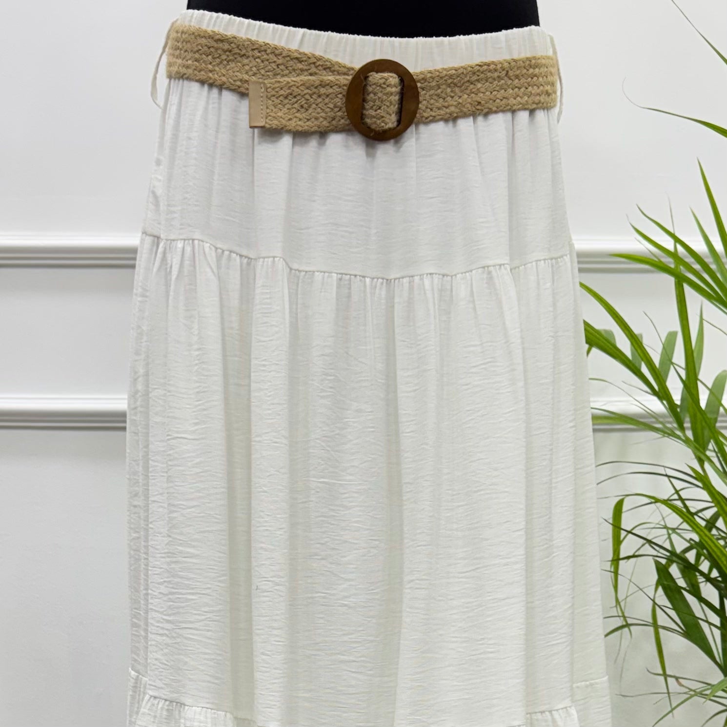 Tiered Maxi Skirt-Spanish Linen-White
