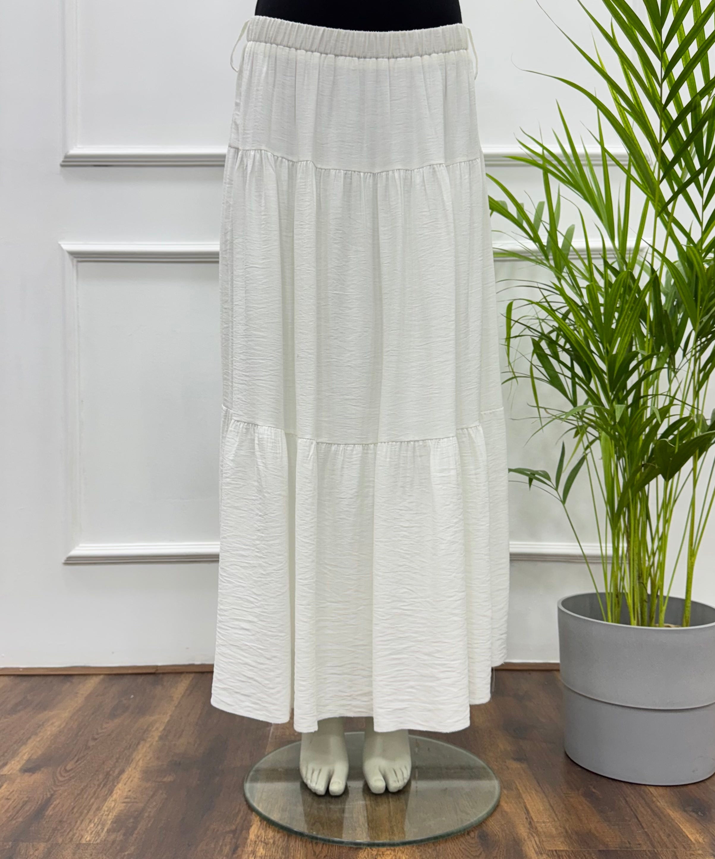 Tiered Maxi Skirt-Spanish Linen-White