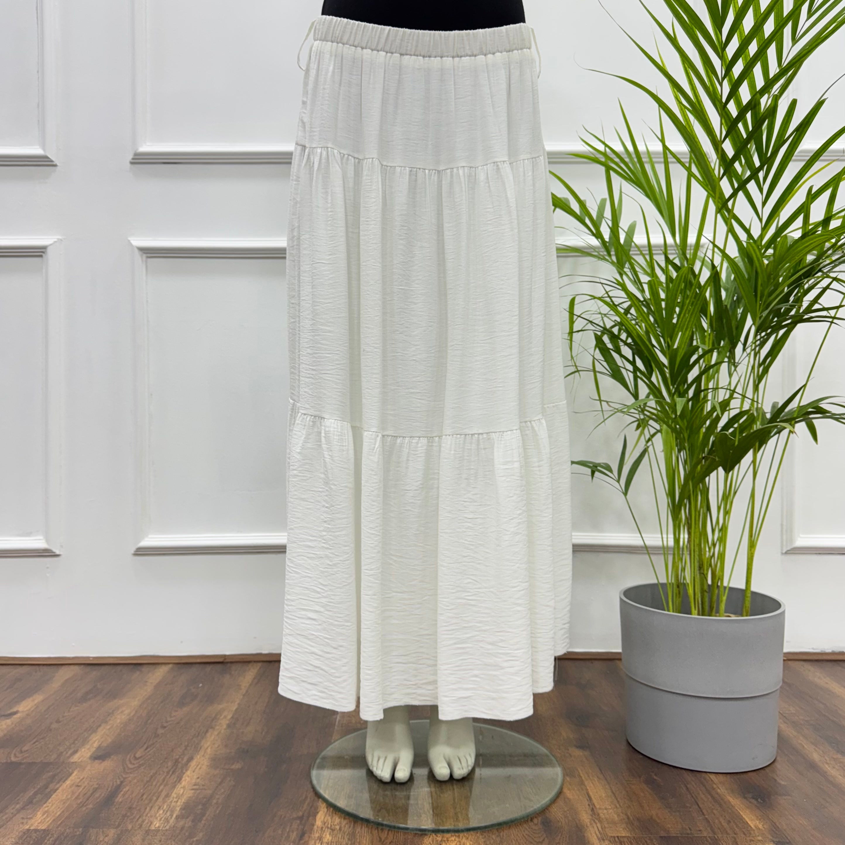 Tiered Maxi Skirt-Spanish Linen-White