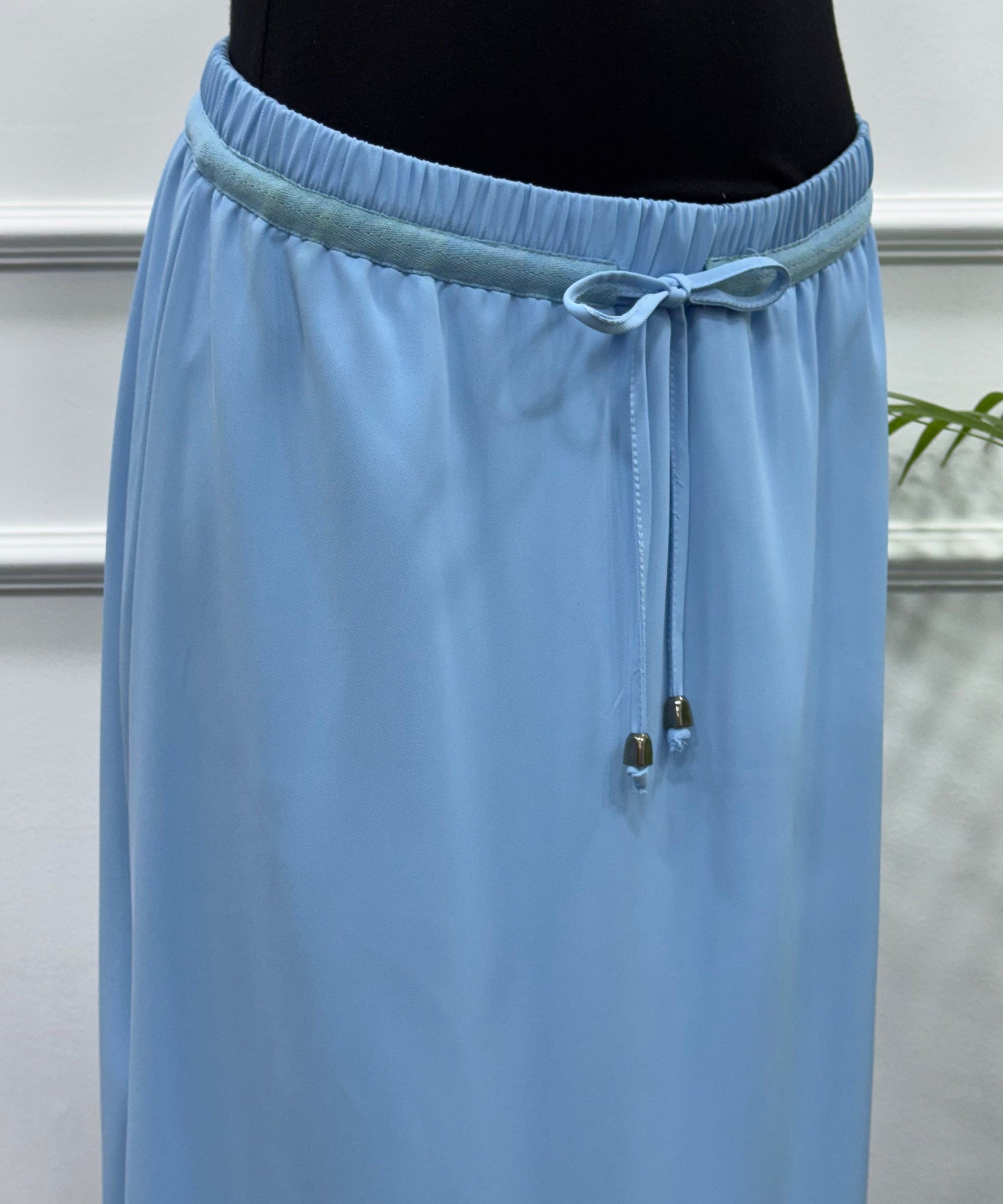 Maxi Skirt-Crepe-Sky Blue