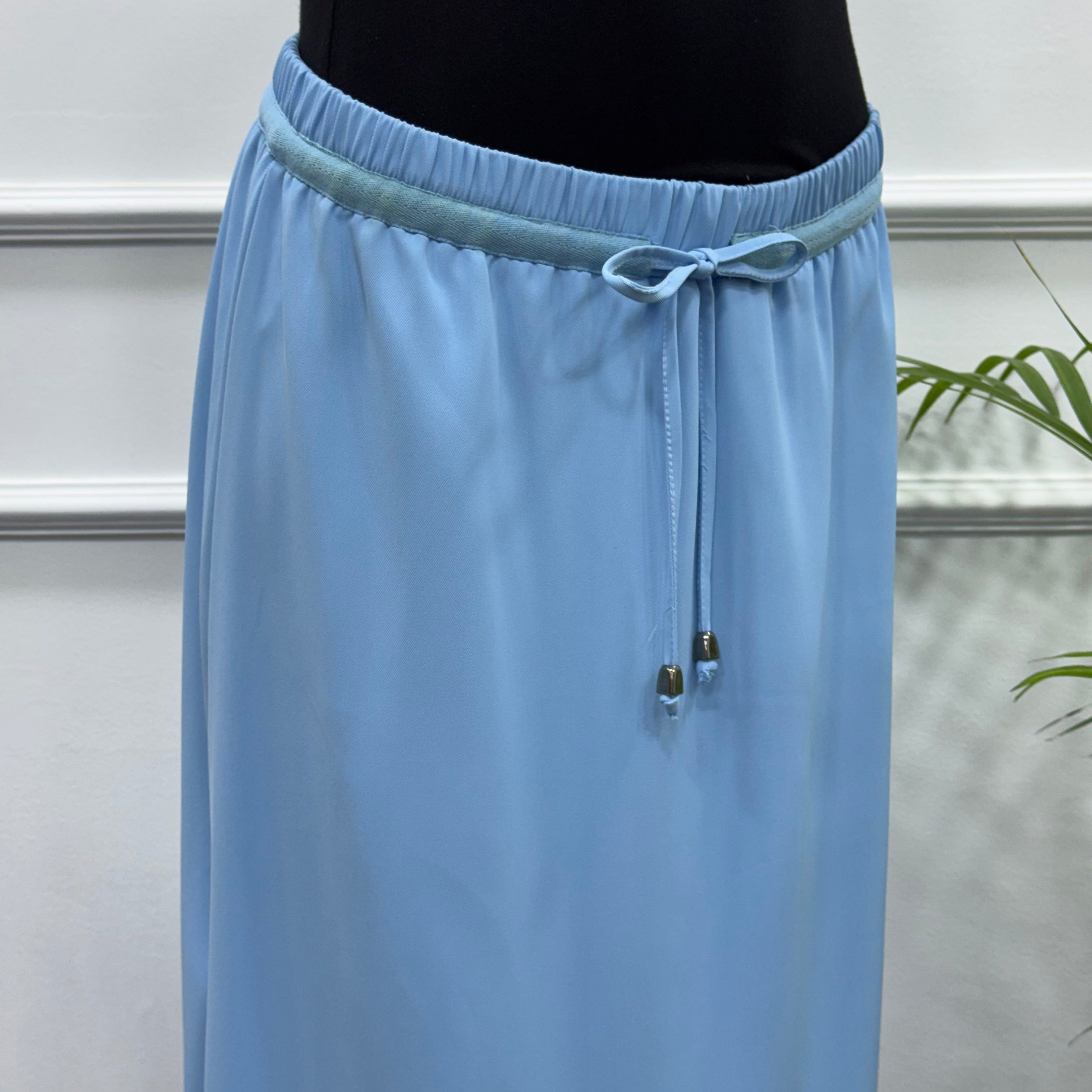 Maxi Skirt-Crepe-Sky Blue