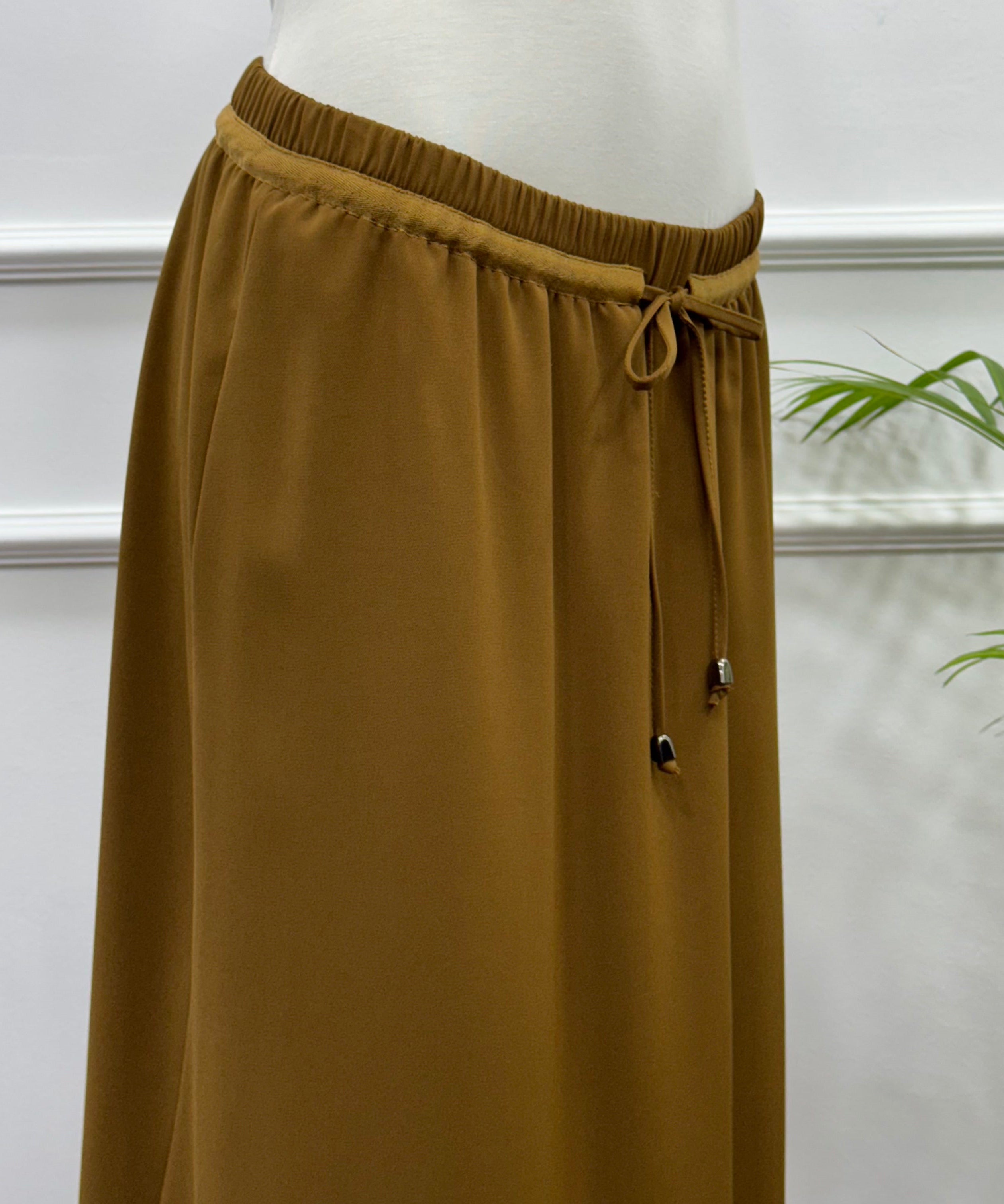 Maxi Skirt-Crepe-Brown
