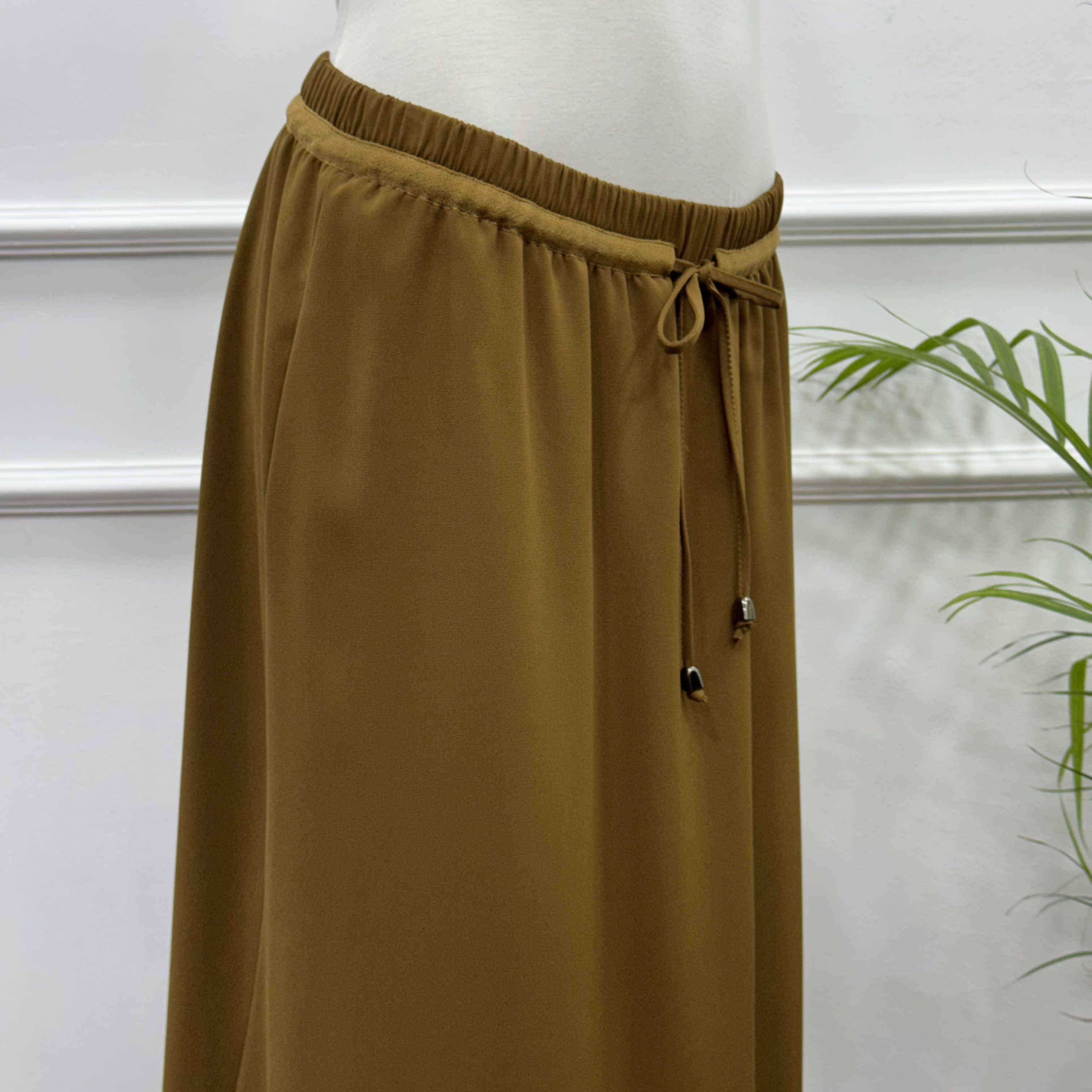 Maxi Skirt-Crepe-Brown