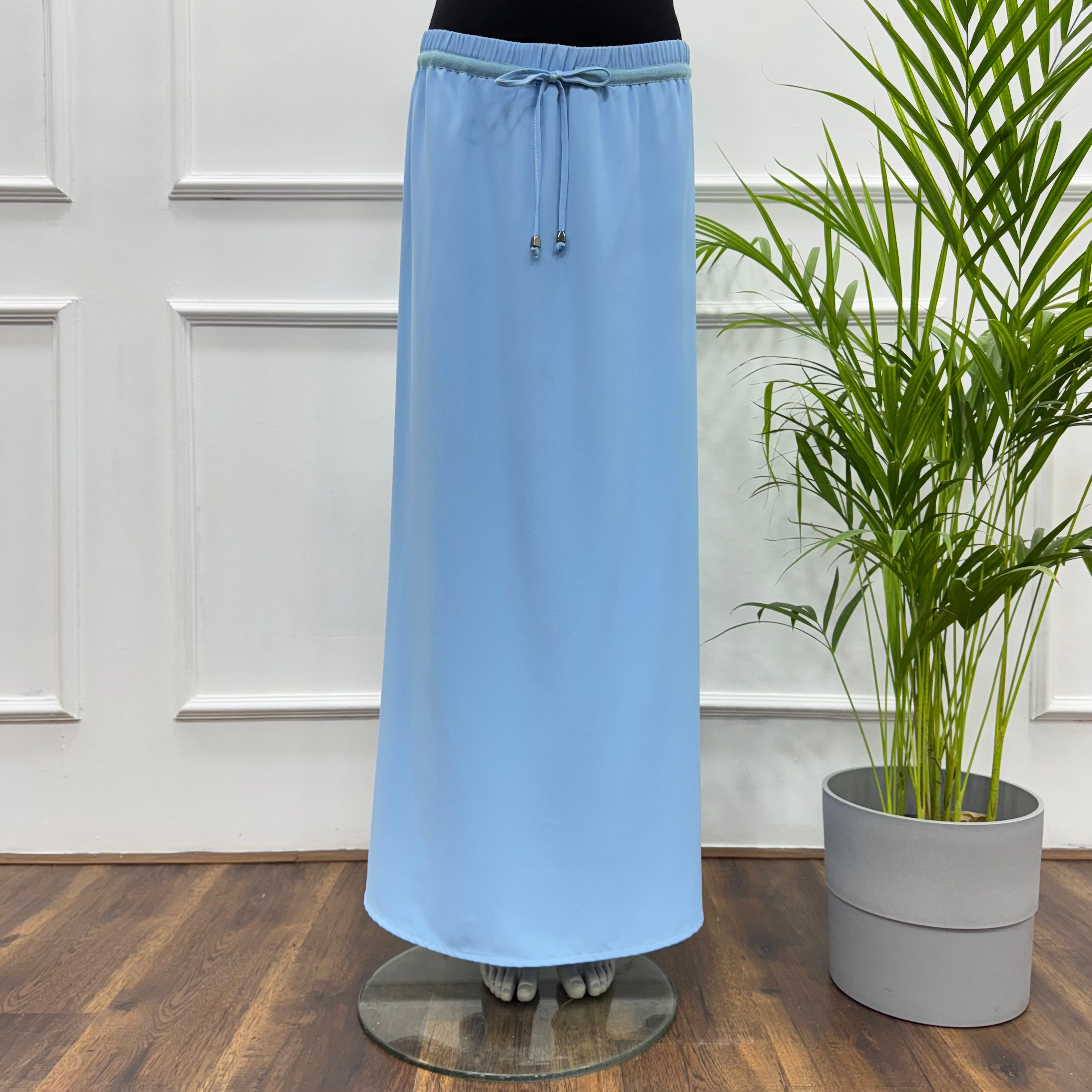 Maxi Skirt-Crepe-Sky Blue