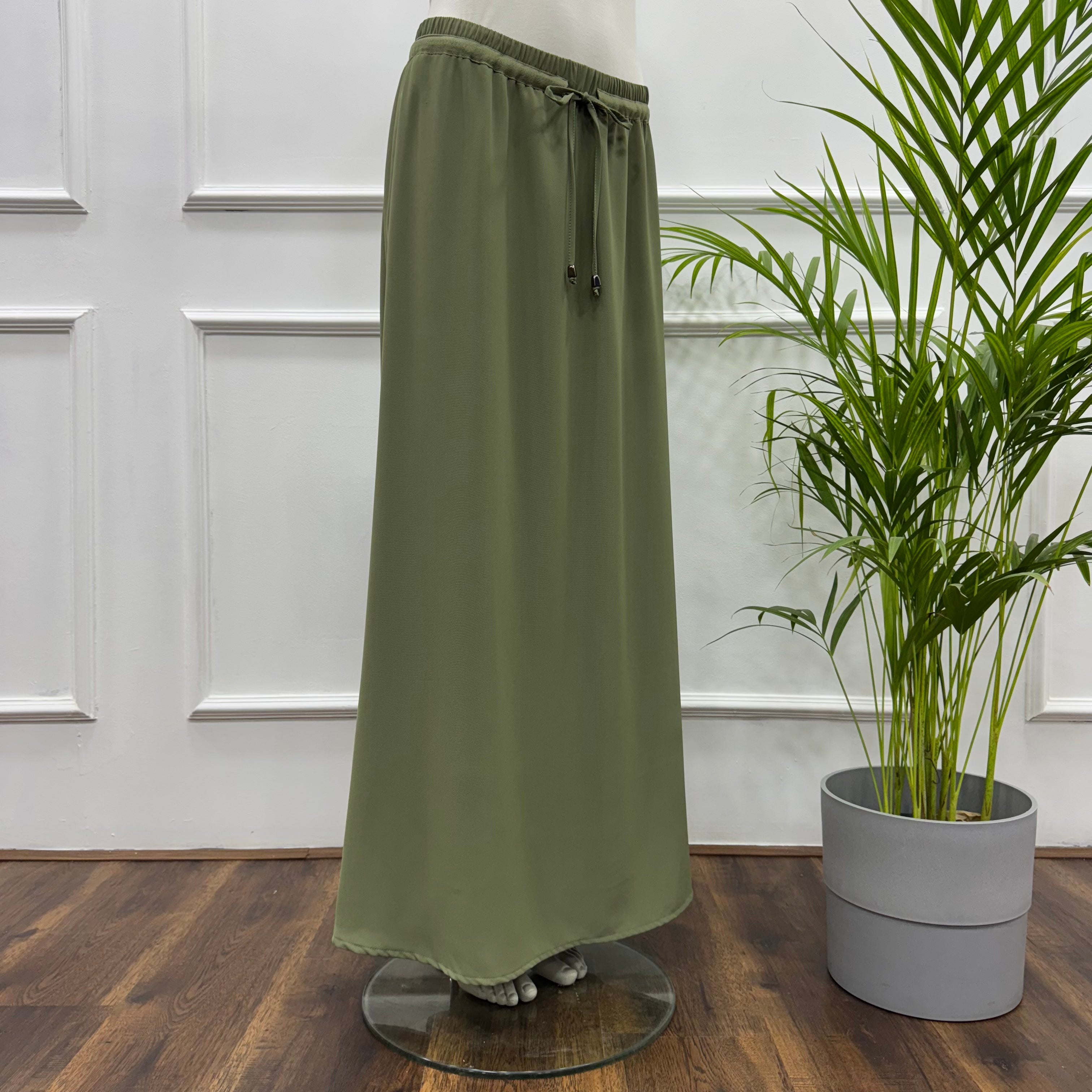 Maxi Skirt-Crepe-Olive