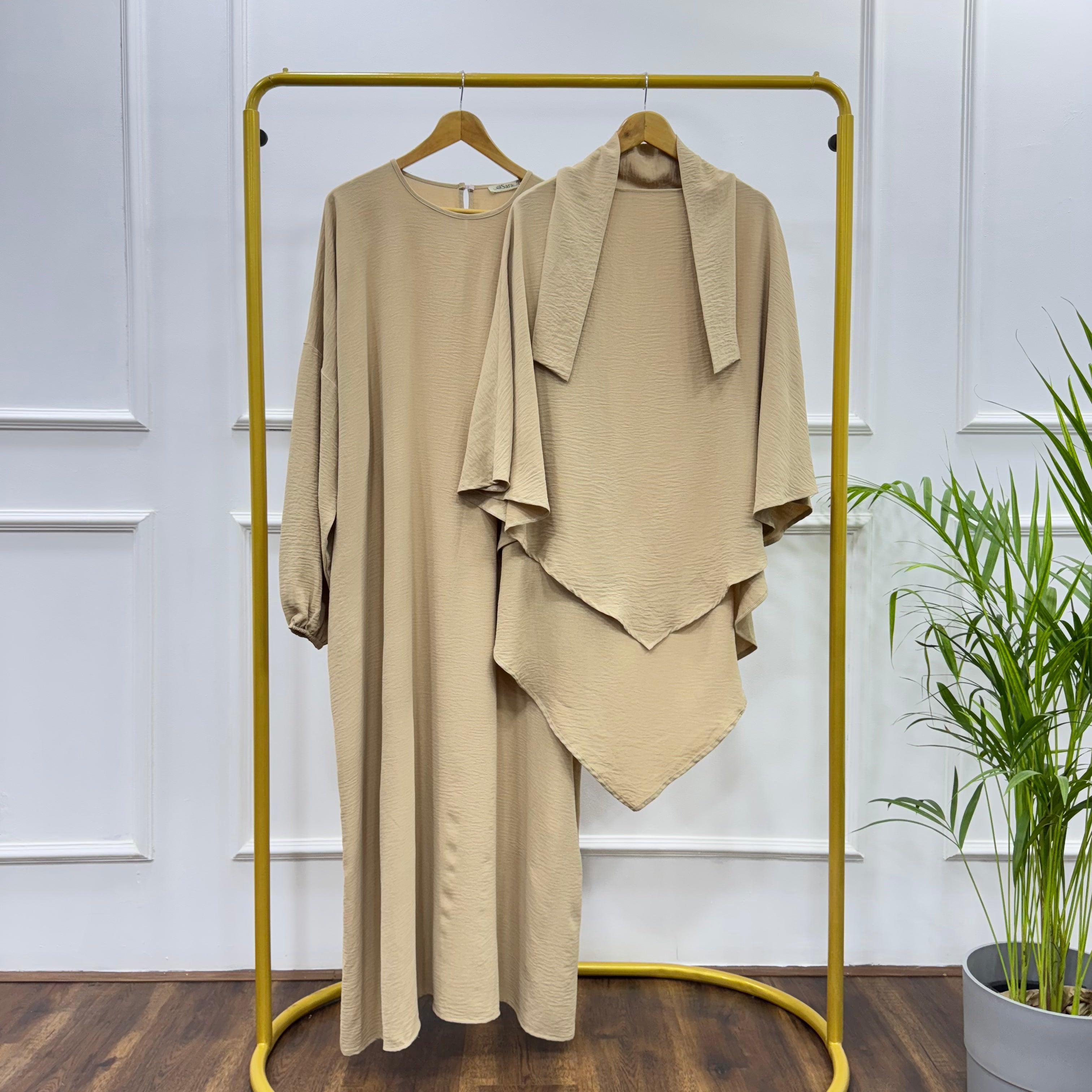 French Khimar-Cotton Viscose-Beige