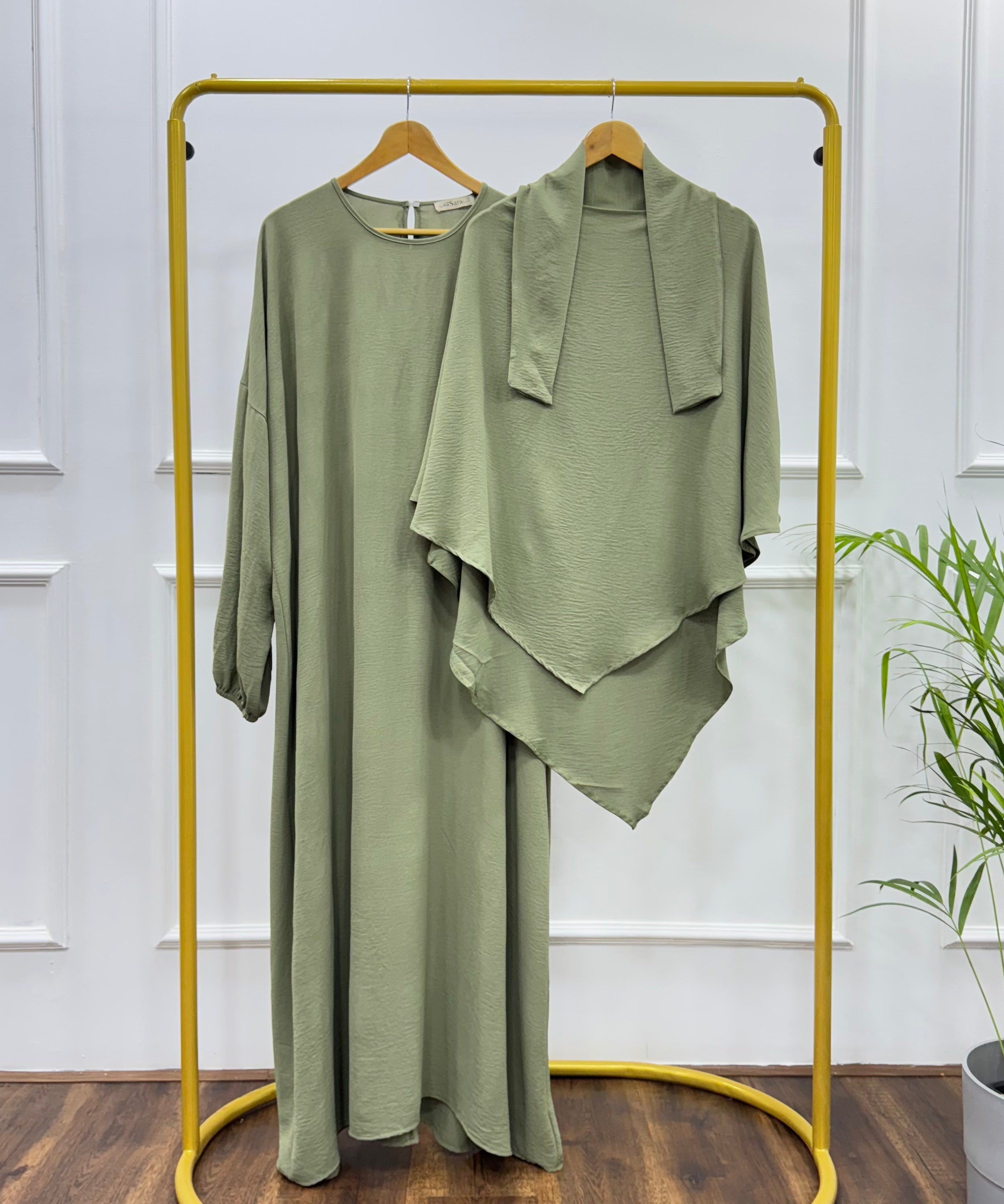 French Khimar-Cotton Viscose-Olive