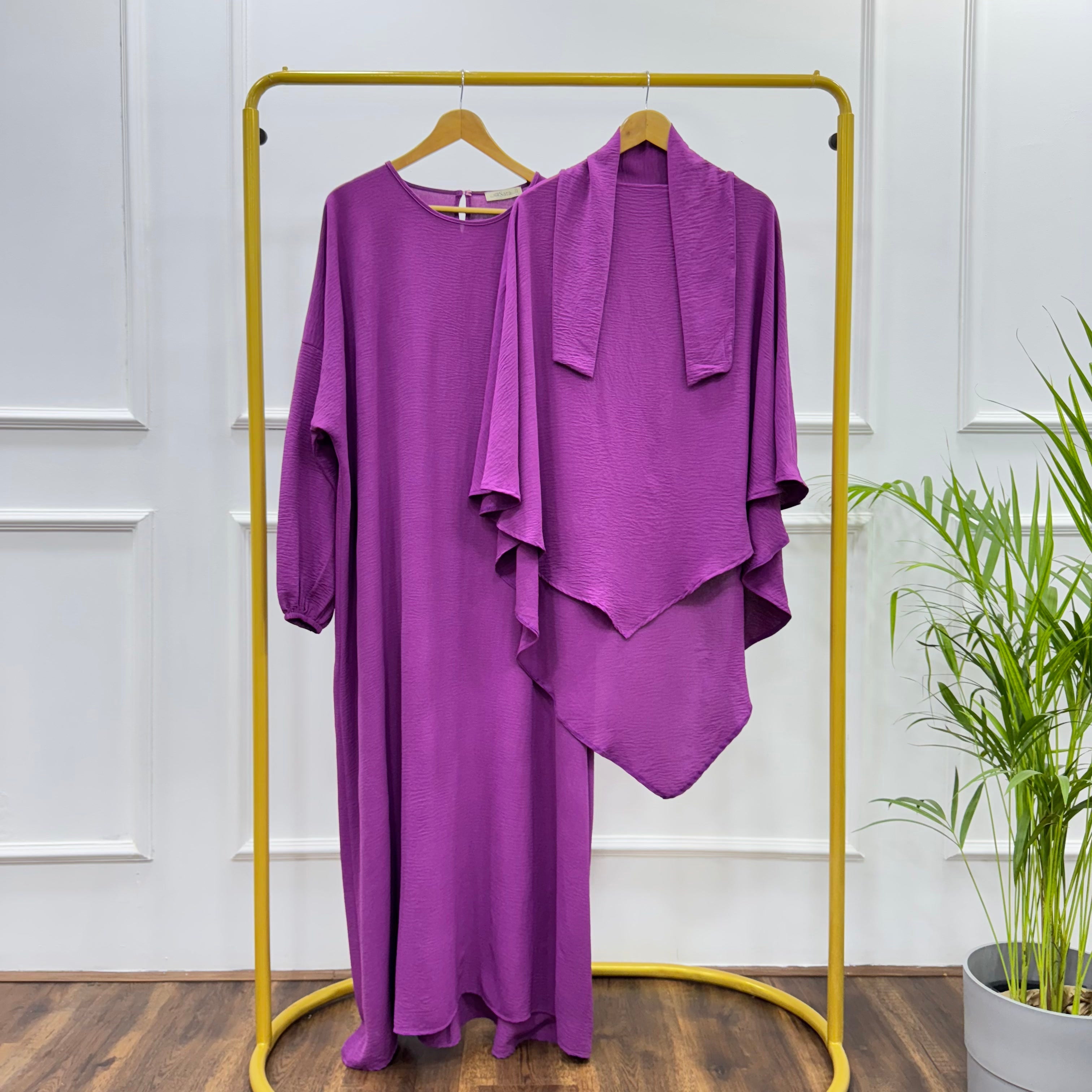 French Khimar-Cotton Viscose-Purple