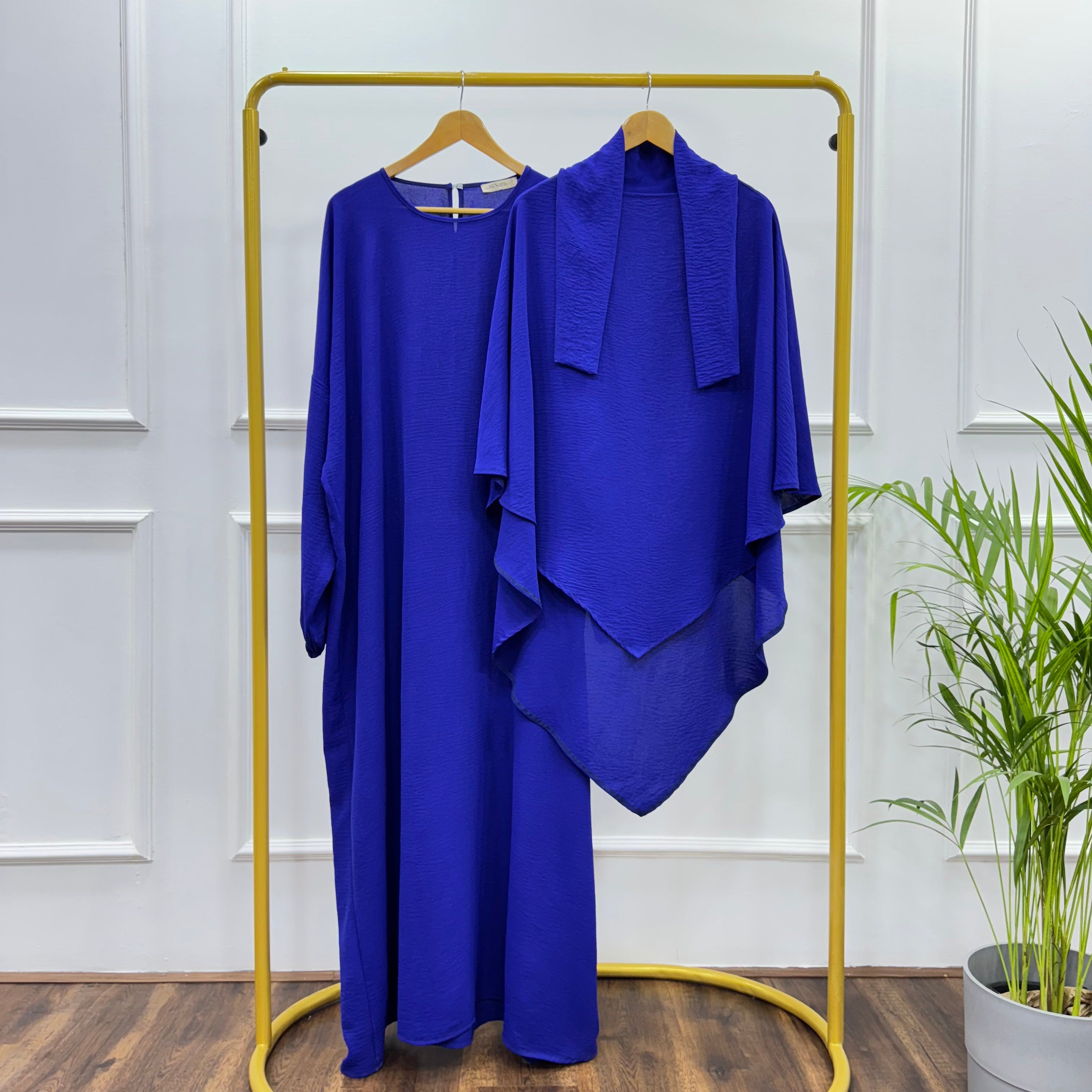 French Khimar-Cotton Viscose-Blue