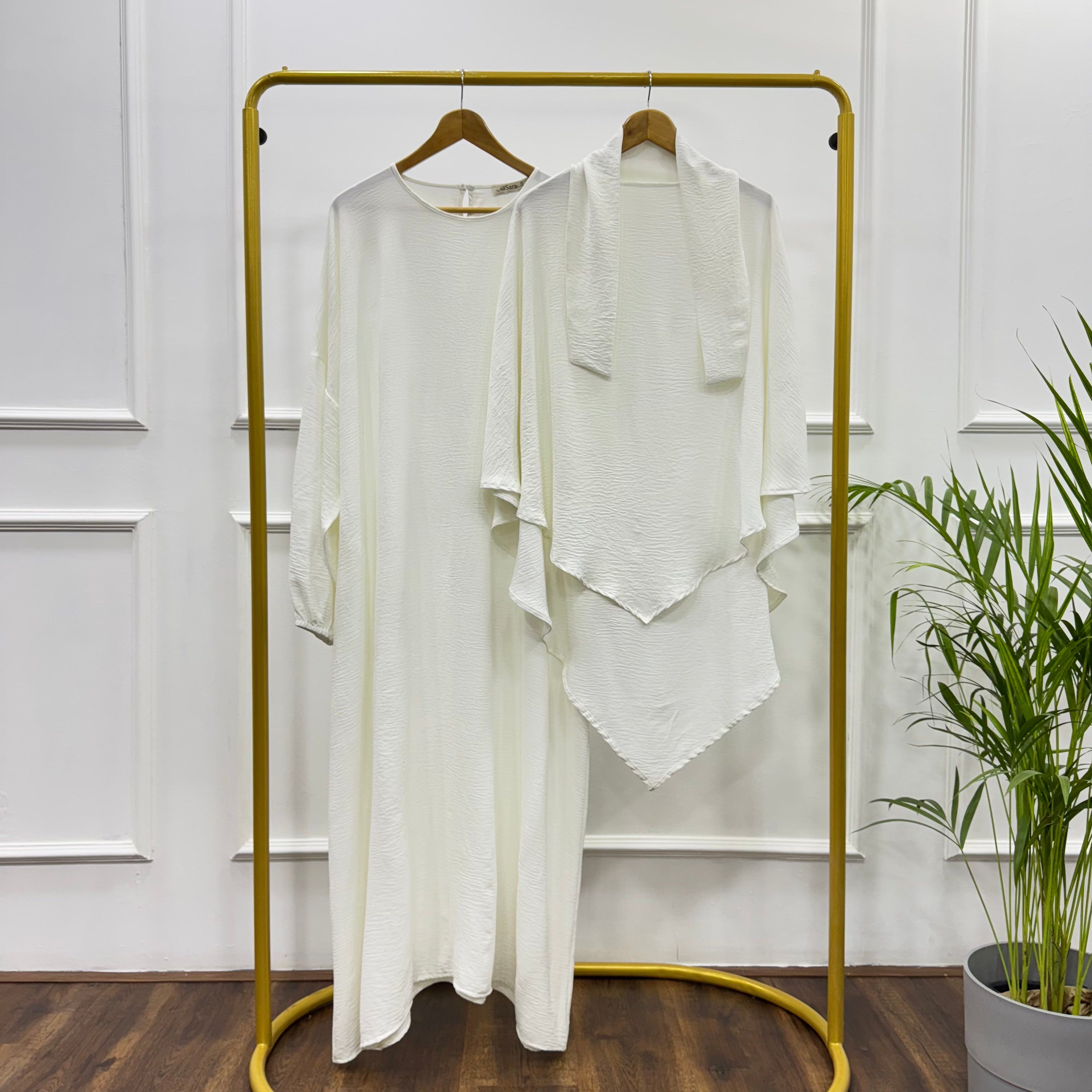 Abaya-Cotton Viscose-Of White