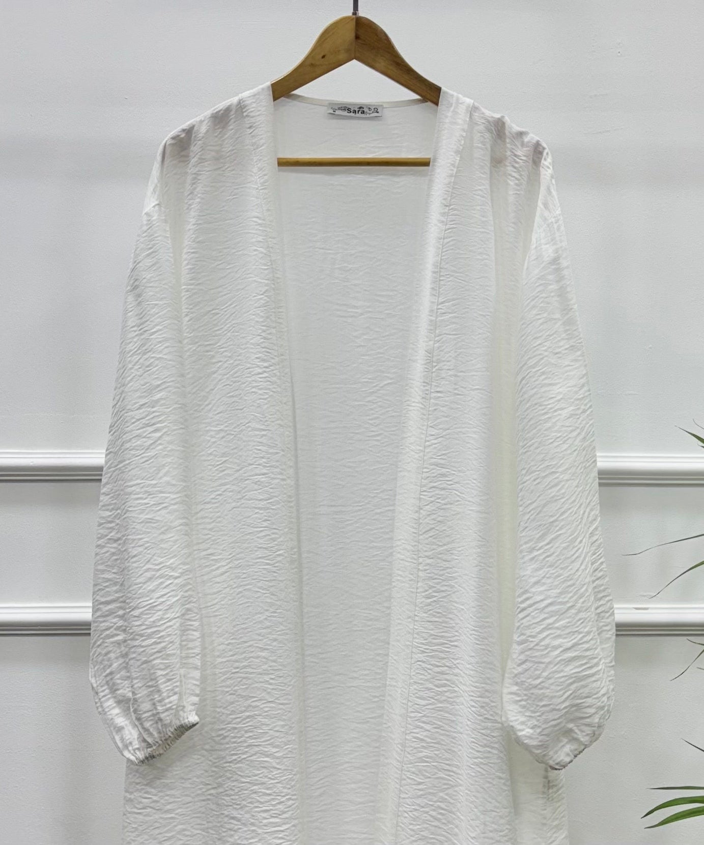 Long Open-front Kimono cardigan-Cotton Viscose-White