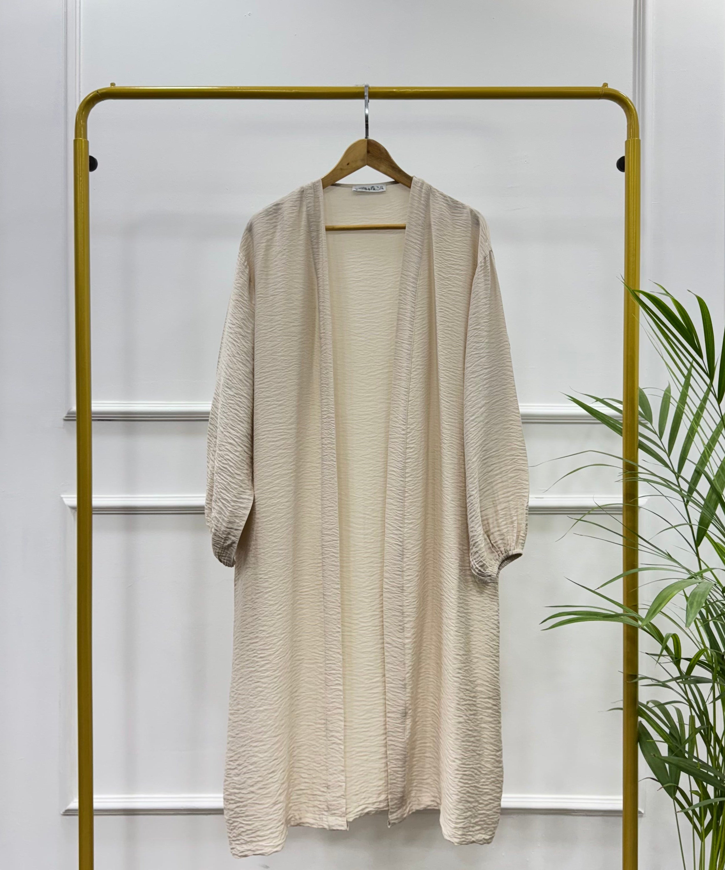 Long Open-front Kimono cardigan-Cotton Viscose-Beige