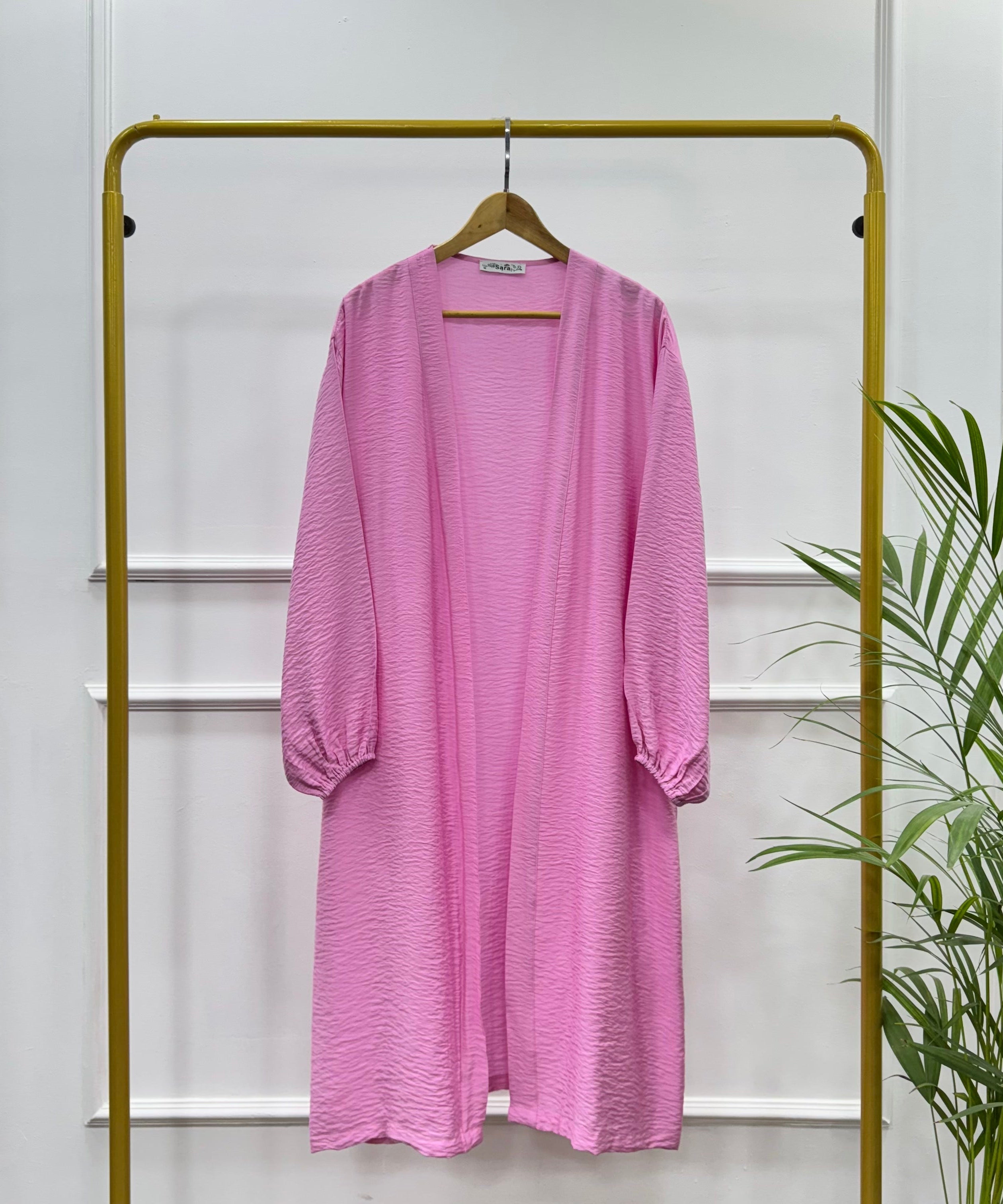 Long Open-front Kimono cardigan-Cotton Viscose-ROSE