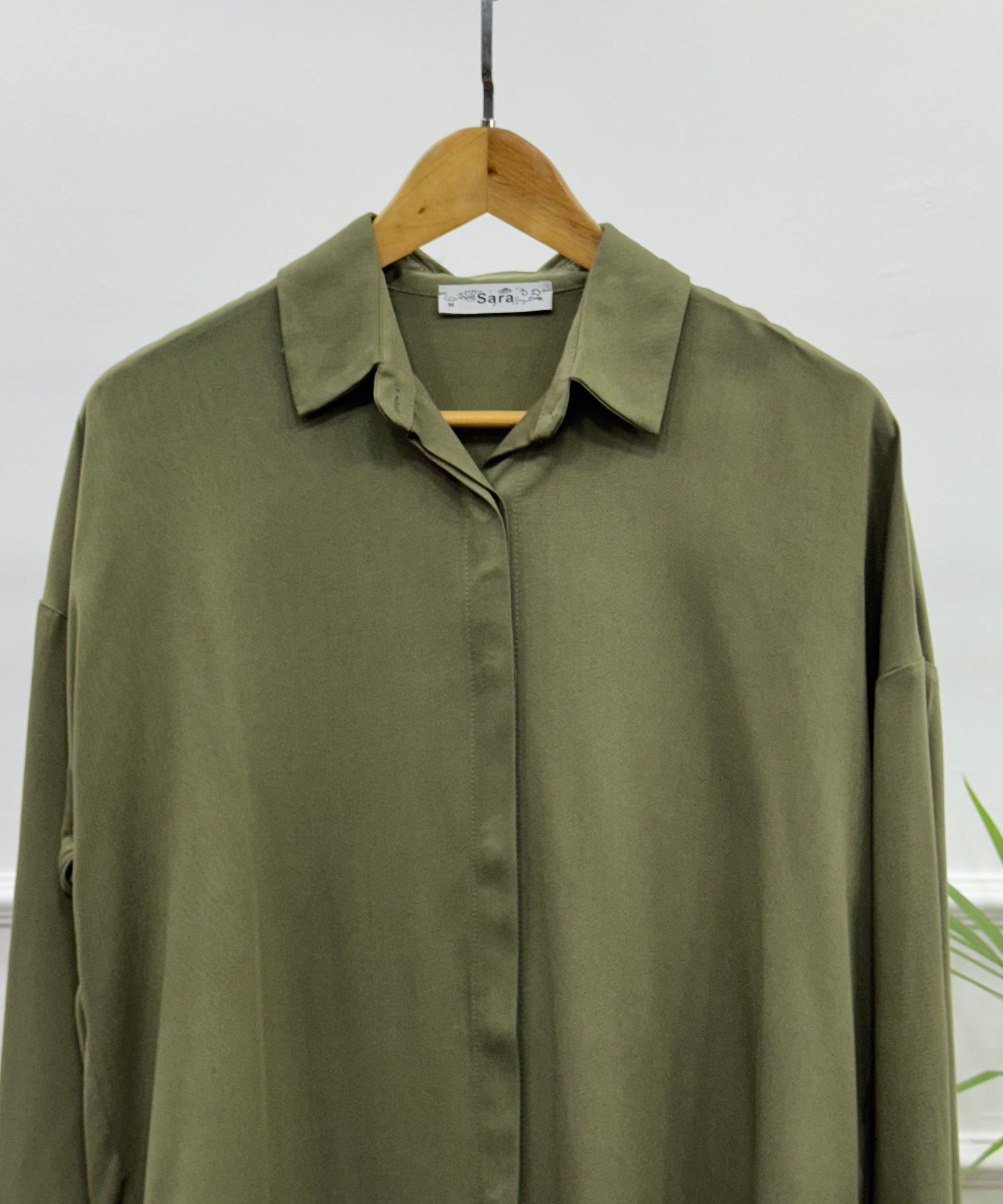 Casual Shirt-Viscose Rayon-Olive
