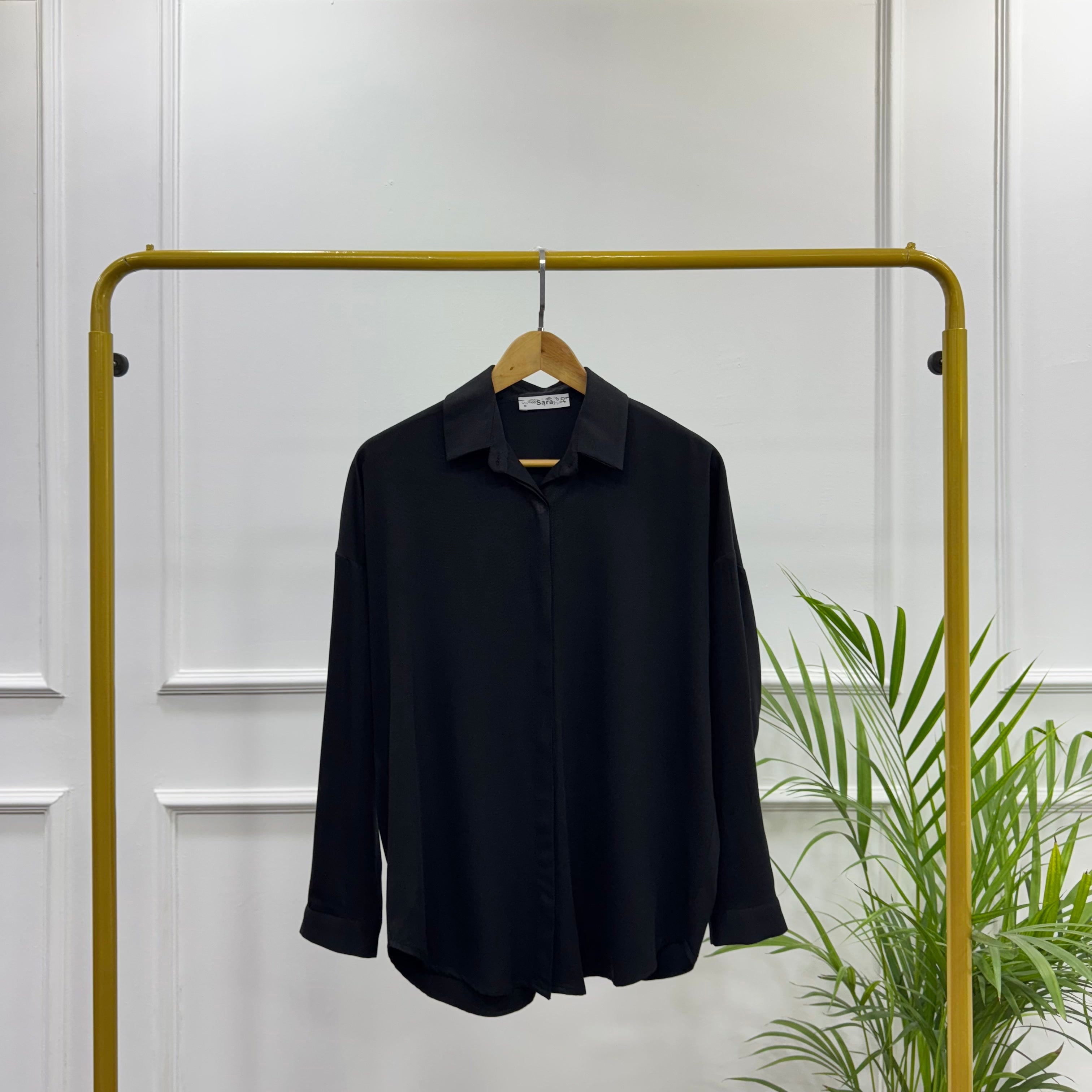 Casual Shirt-Viscose Rayon-Black