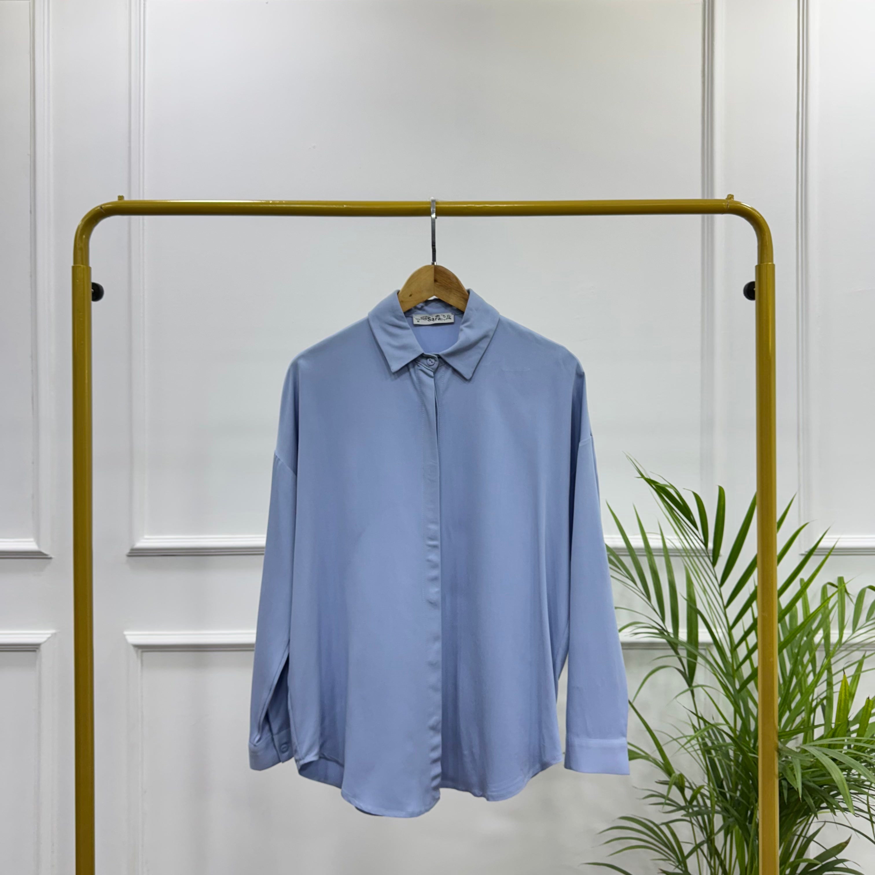 Casual Shirt-Viscose Rayon-Sky Blue