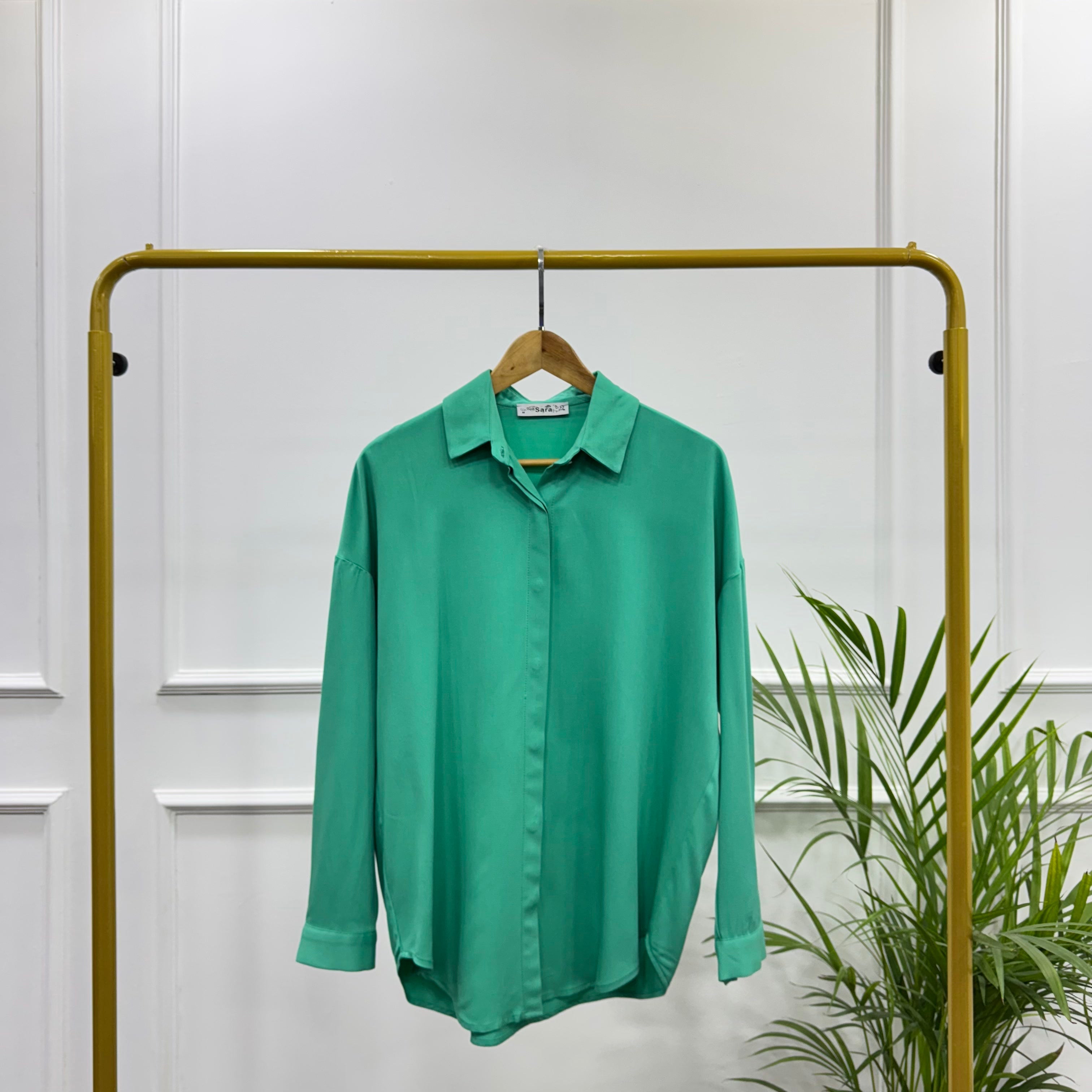 Casual Shirt-Viscose Rayon-Aqua
