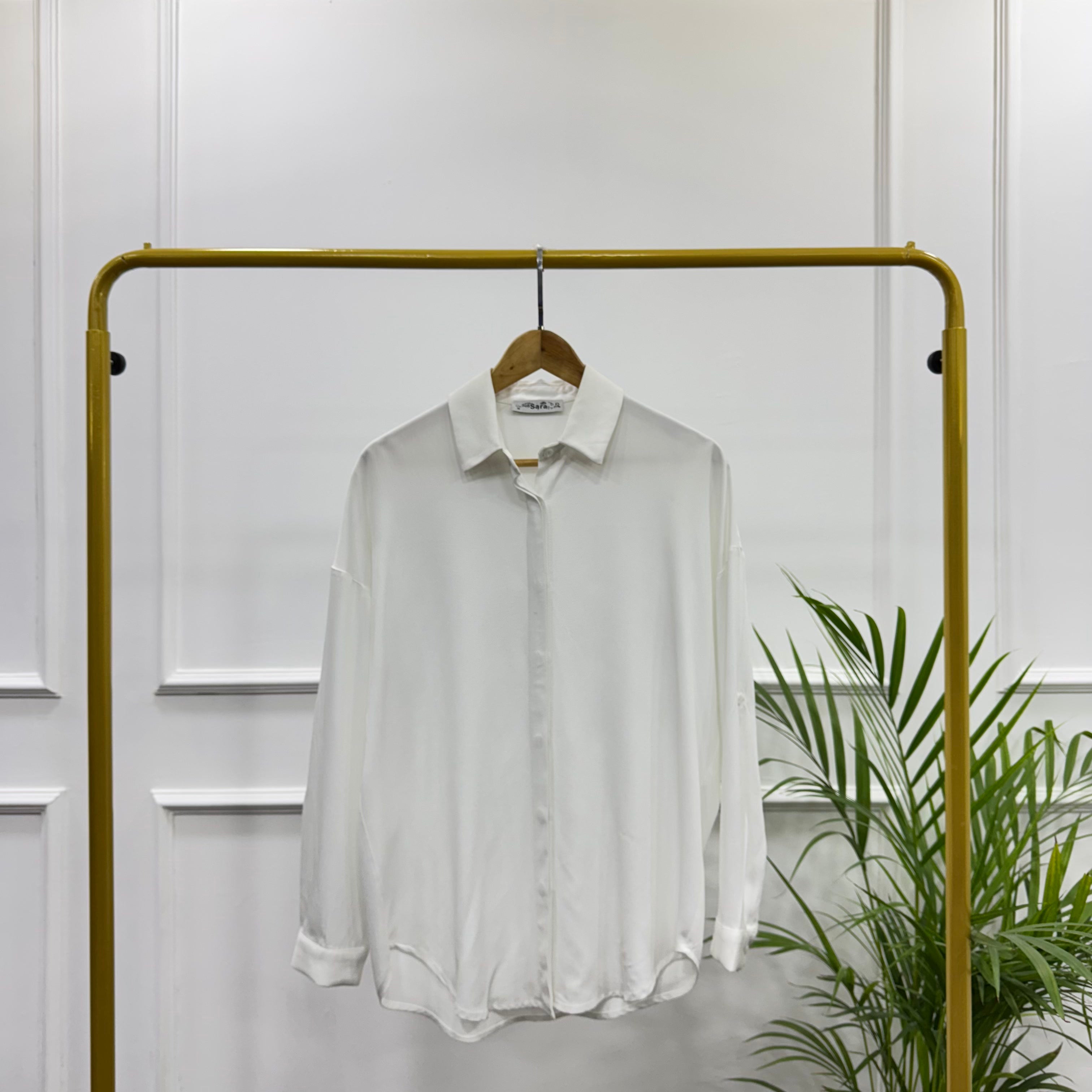 Casual Shirt-Viscose Rayon-White