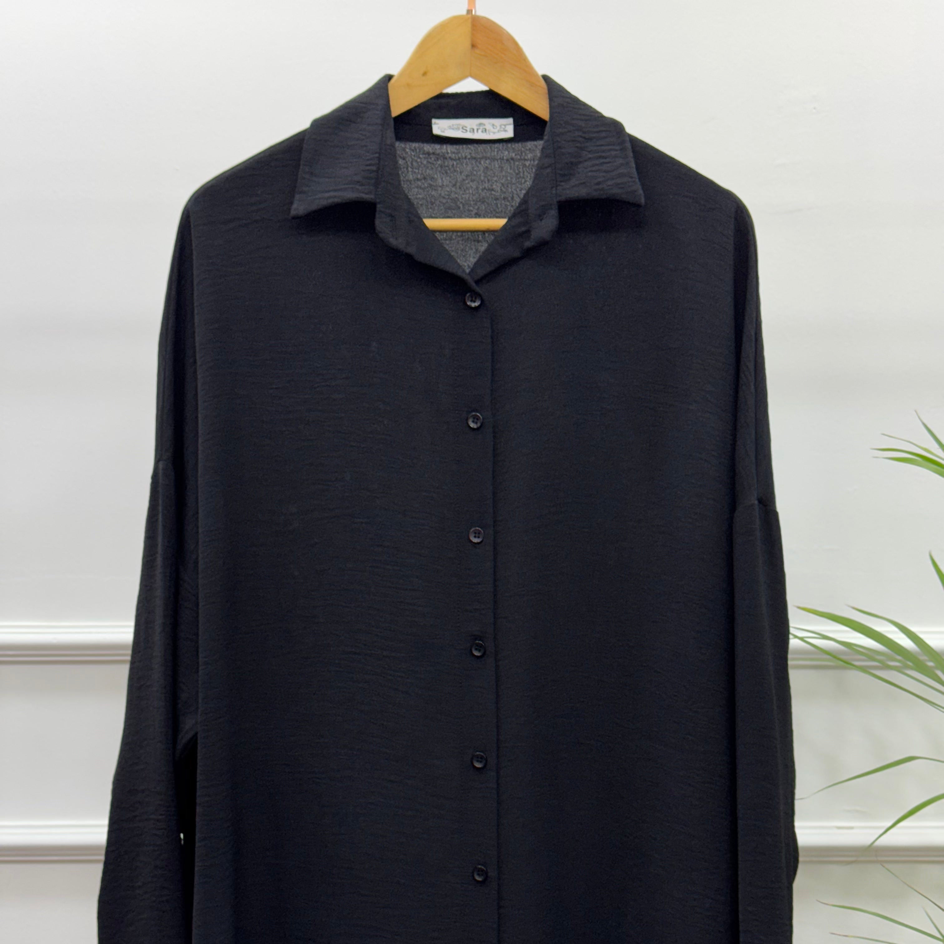 High-low Tunic-Cotton Viscose-Black