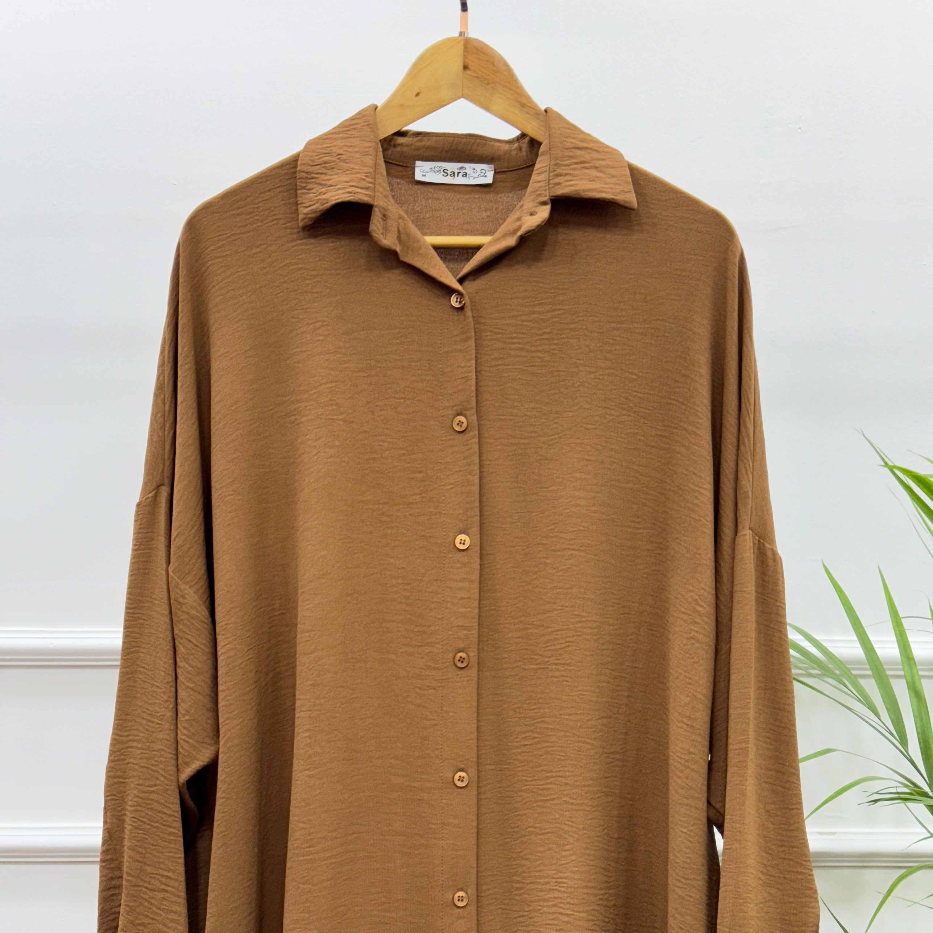 High-low Tunic-Cotton Viscose-Brown