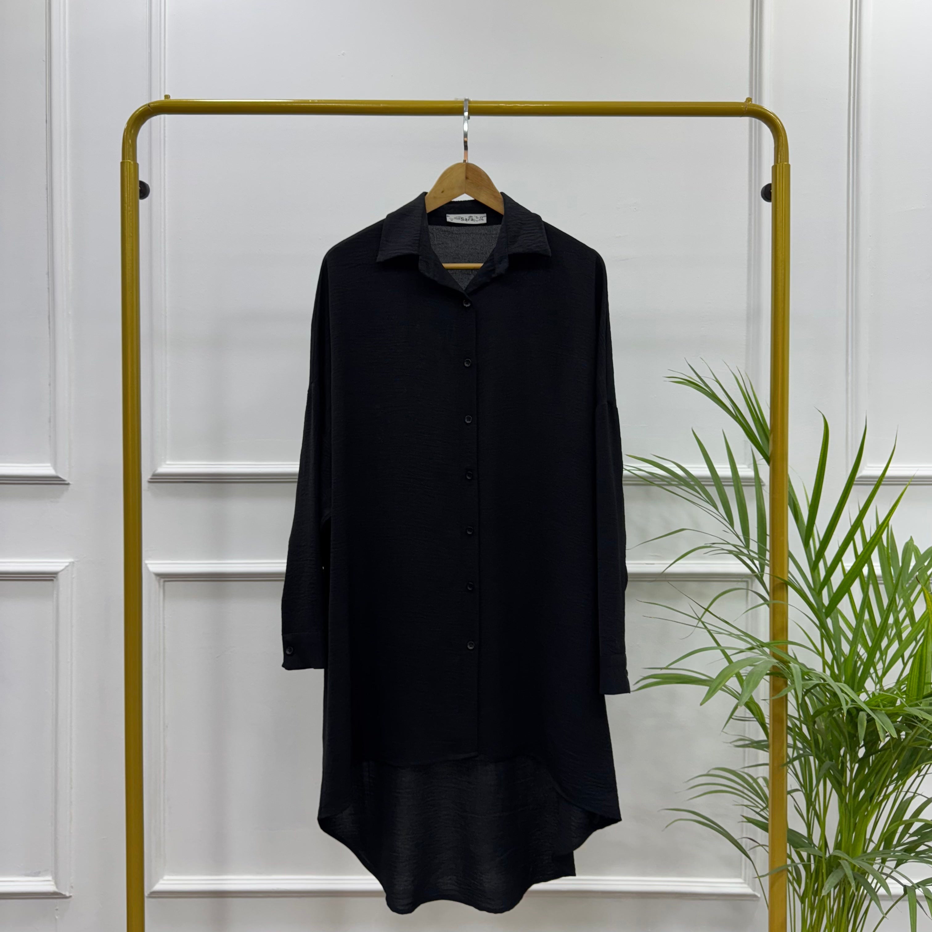 High-low Tunic-Cotton Viscose-Black