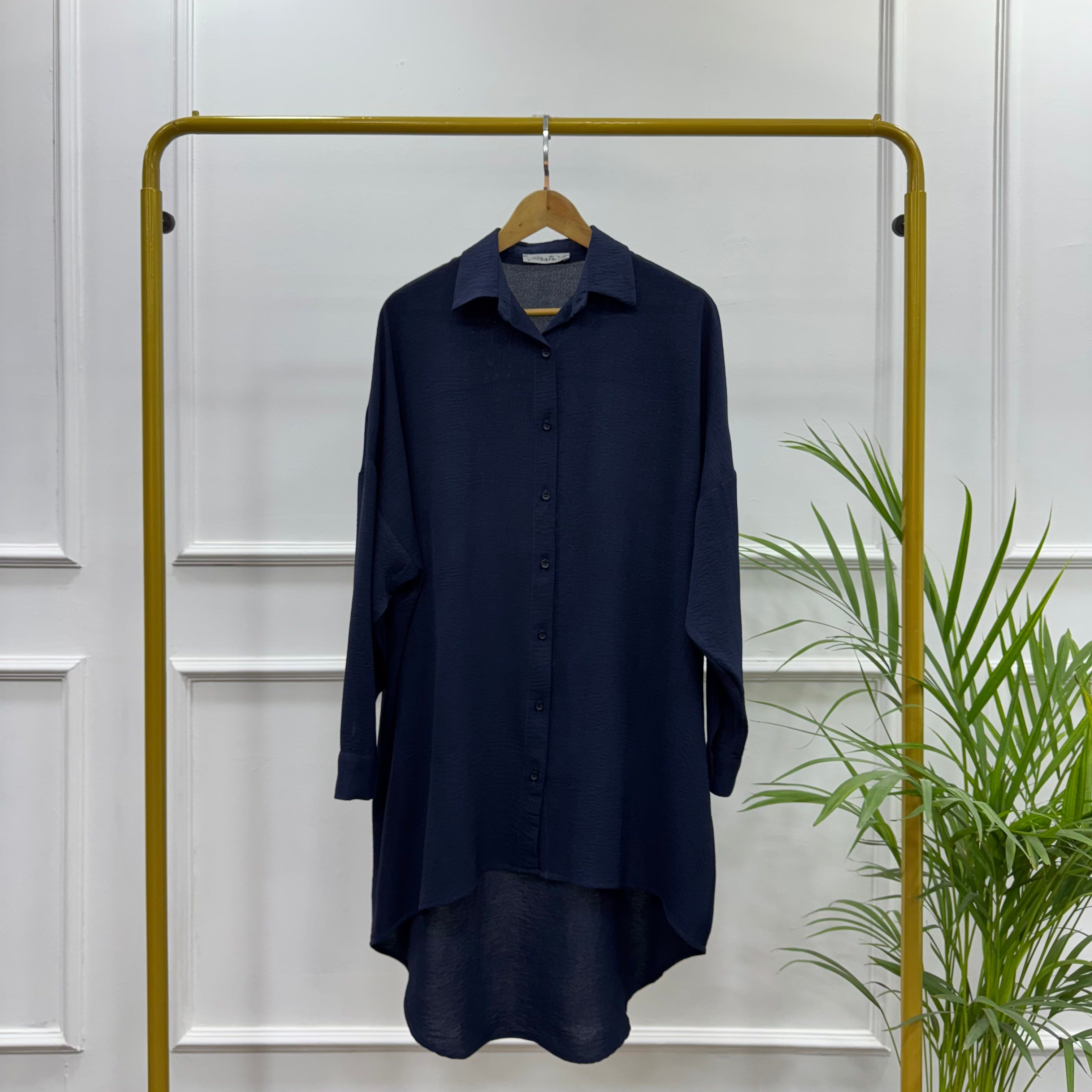 High-low Tunic-Cotton Viscose-Navy