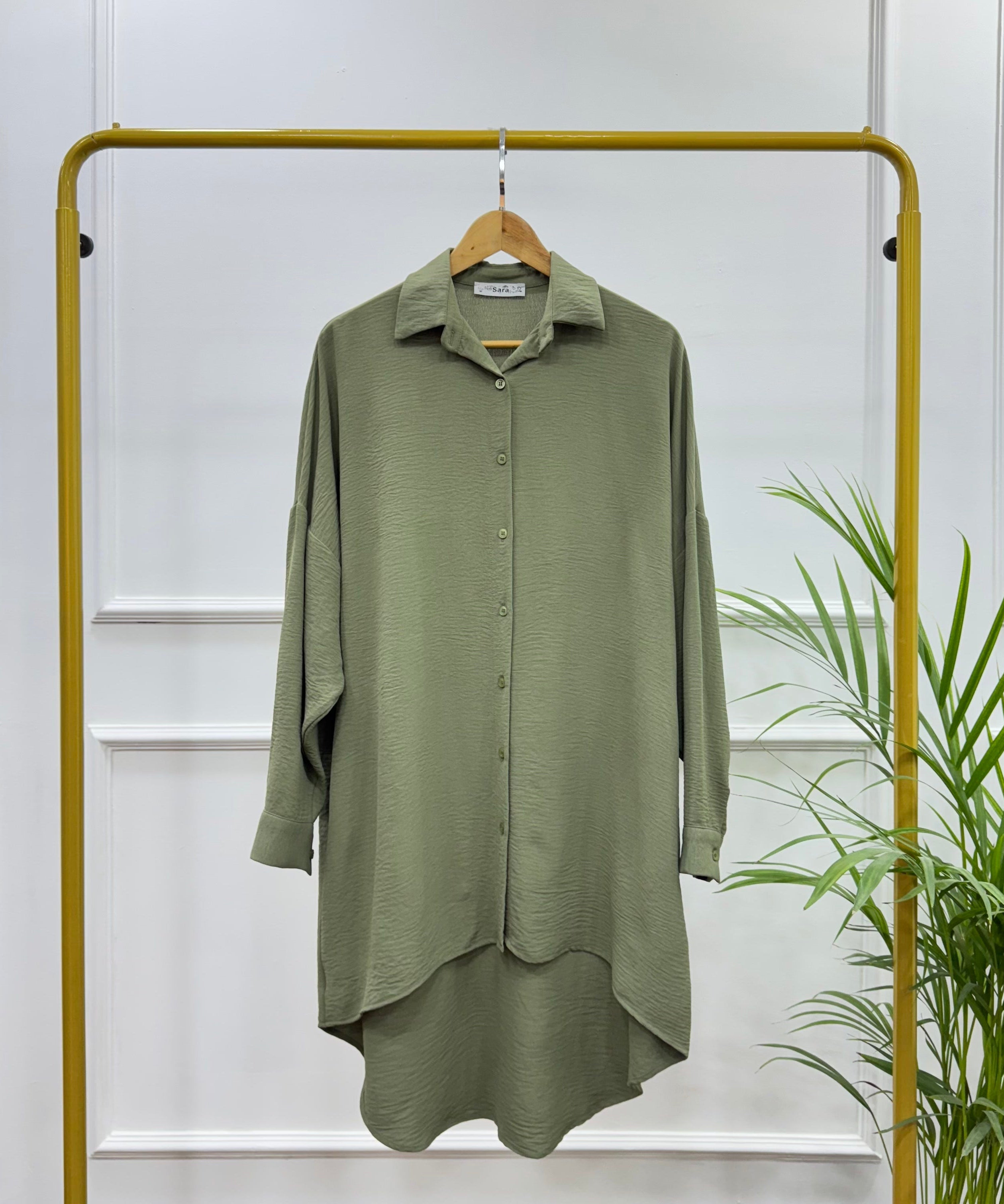 High-low Tunic-Cotton Viscose-Olive