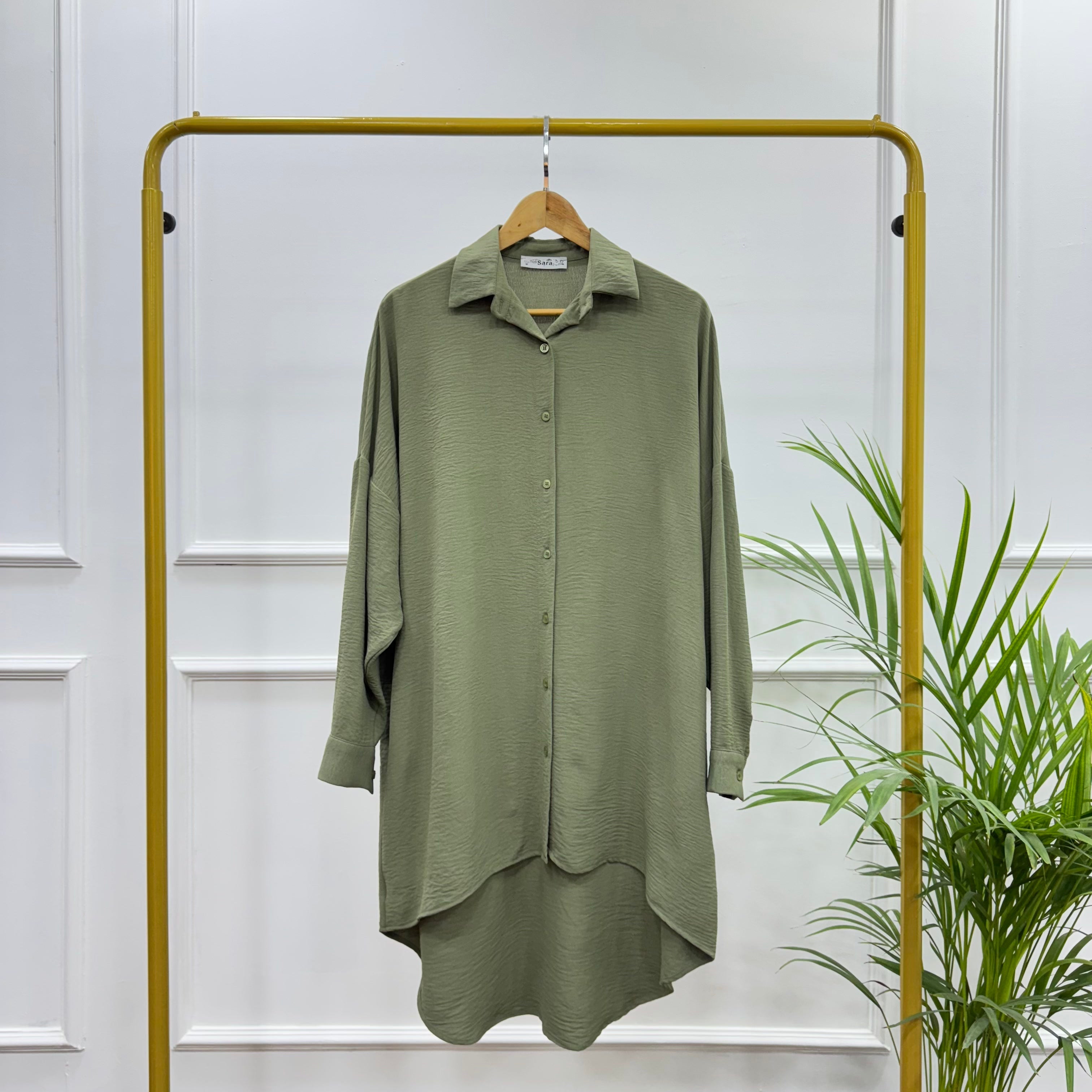 High-low Tunic-Cotton Viscose-Olive