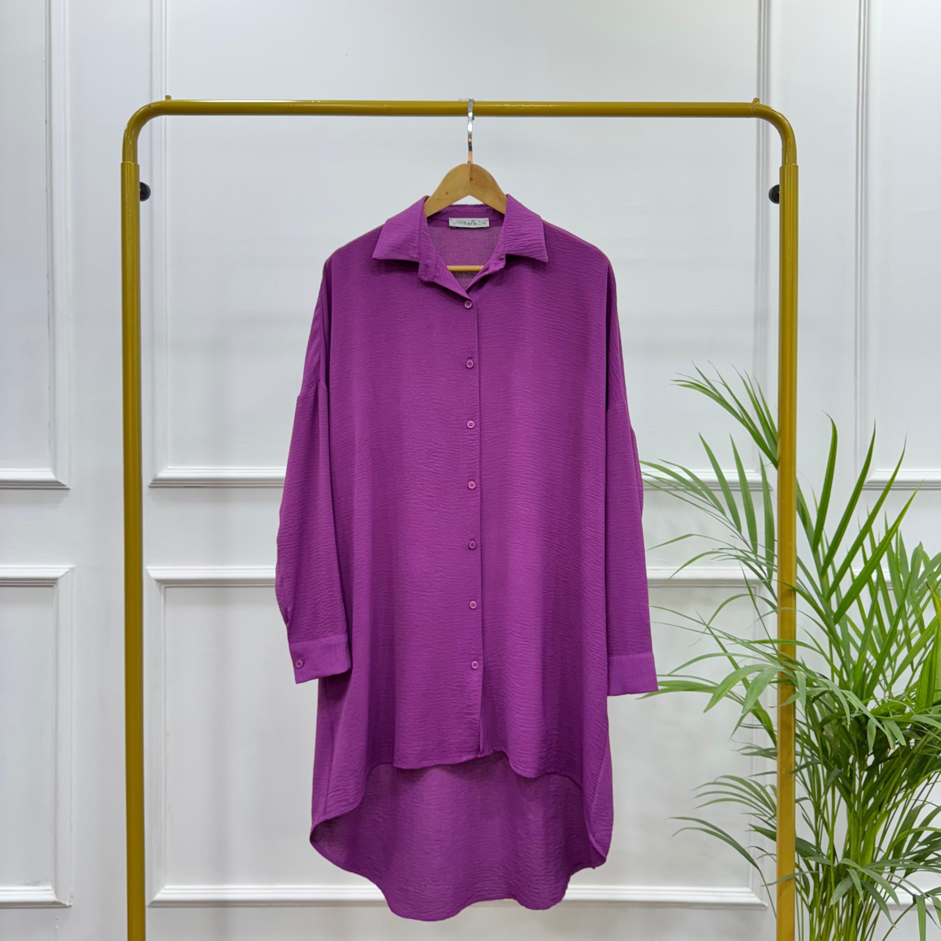High-low Tunic-Cotton Viscose-PURPLE